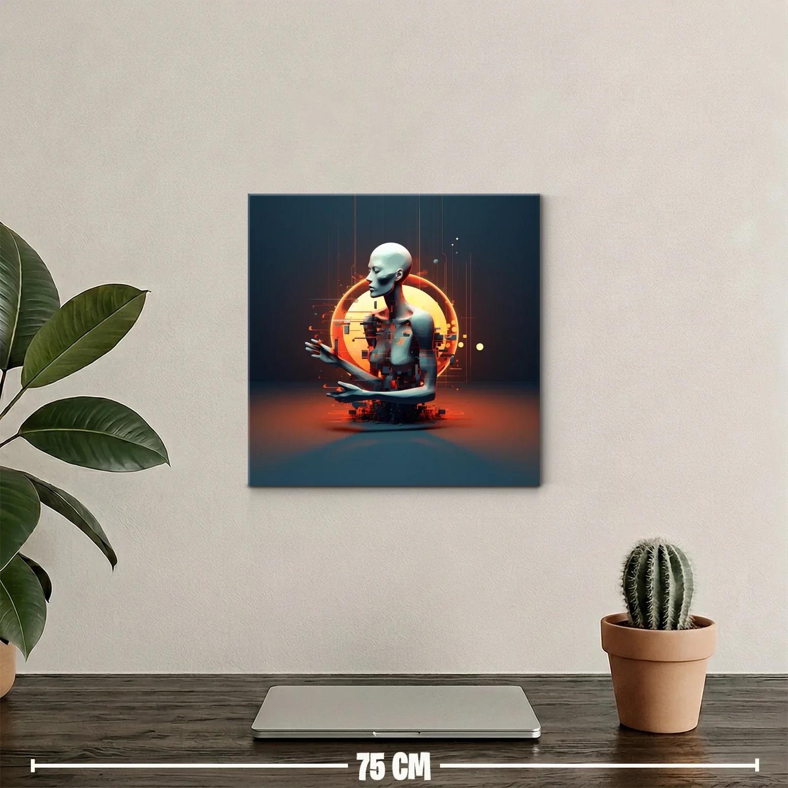 Escultura digital de figura humana futurista con halo luminoso — miniatura 2