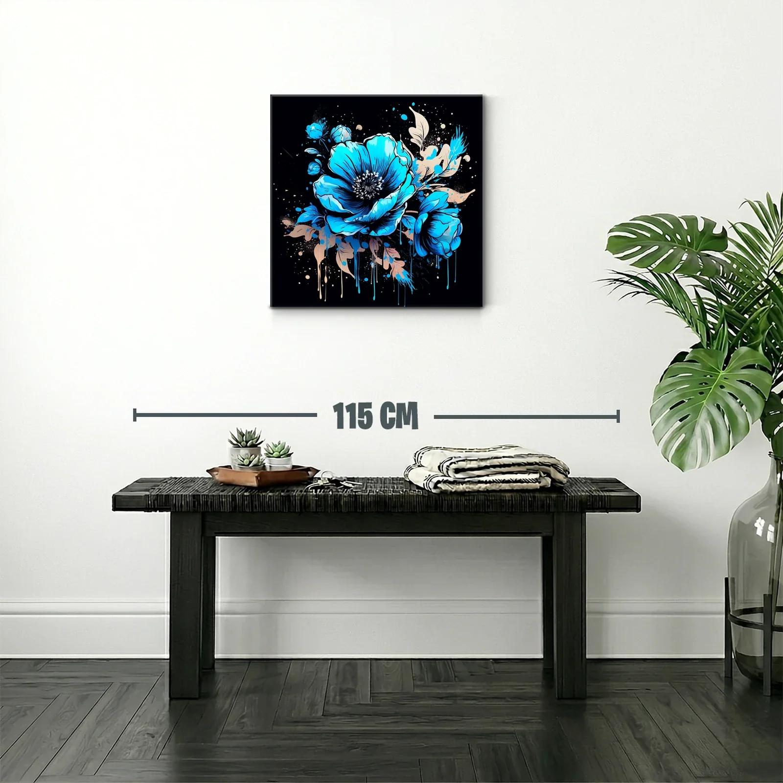 Flores vibrantes en tonos azules sobre fondo oscuro — miniatura 2