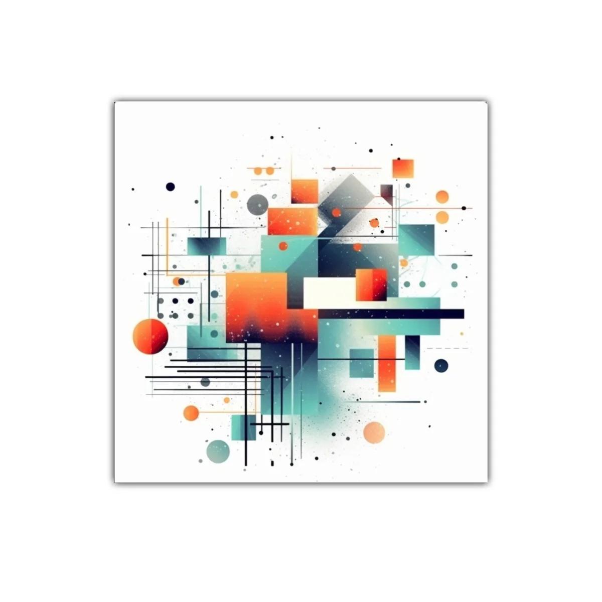 Composición geométrica con colores vibrantes y líneas dinámicas