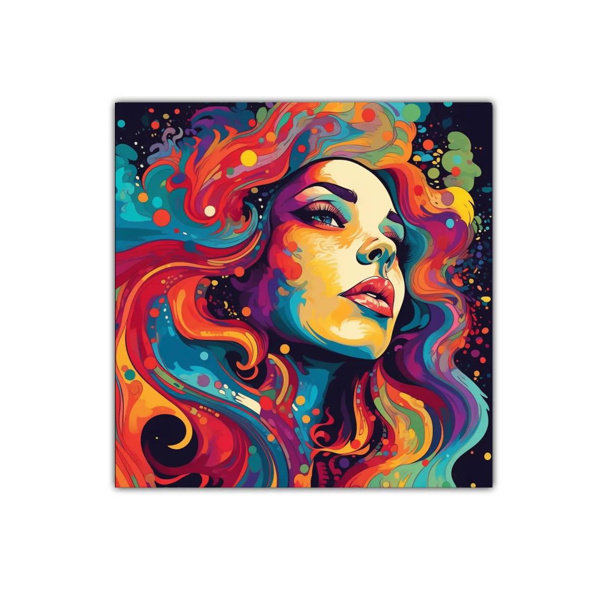 Retrato vibrante con explosión de colores y expresión intensa — imagen principal