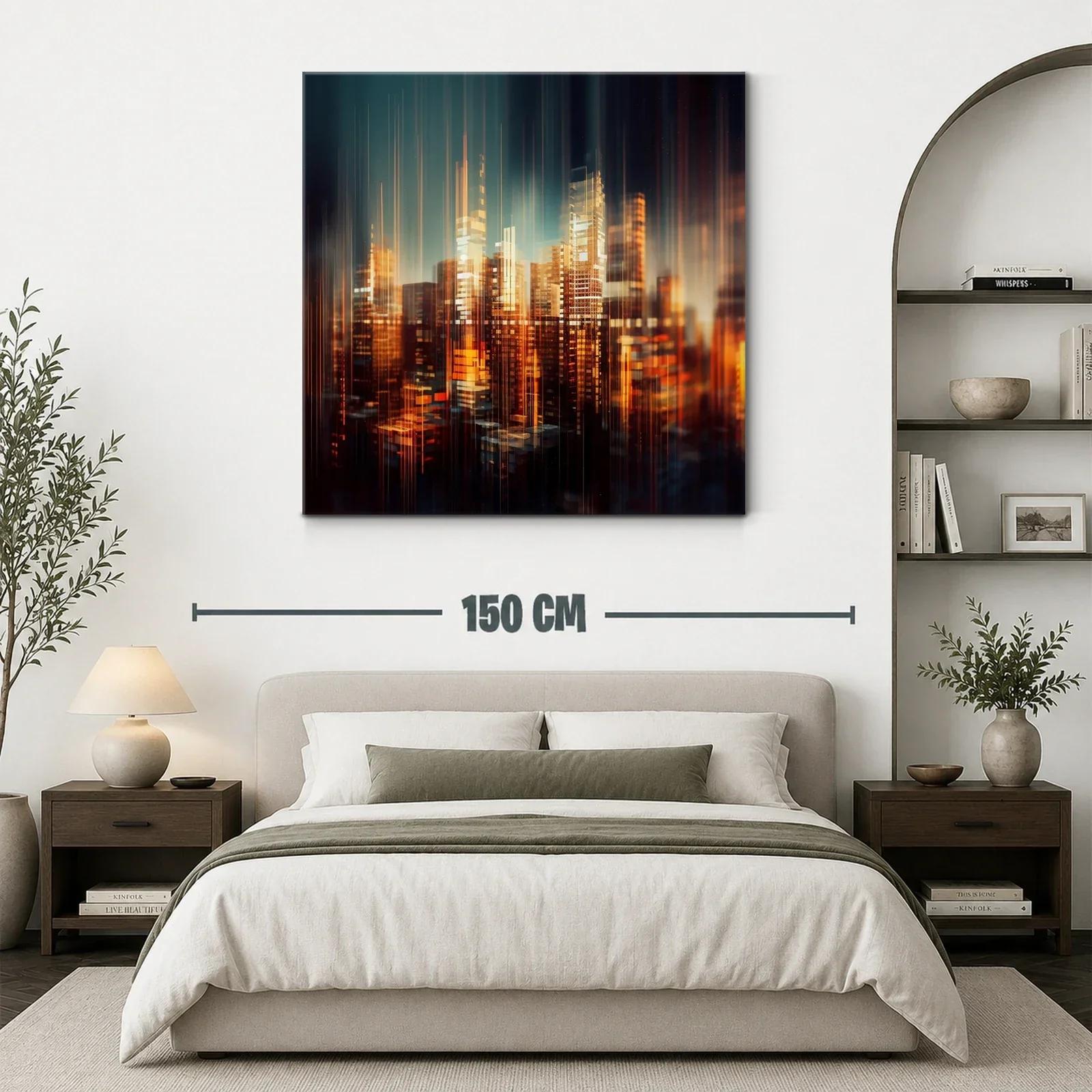Ciudad luminosa abstracta con tonos cálidos y vibrantes — miniatura 3