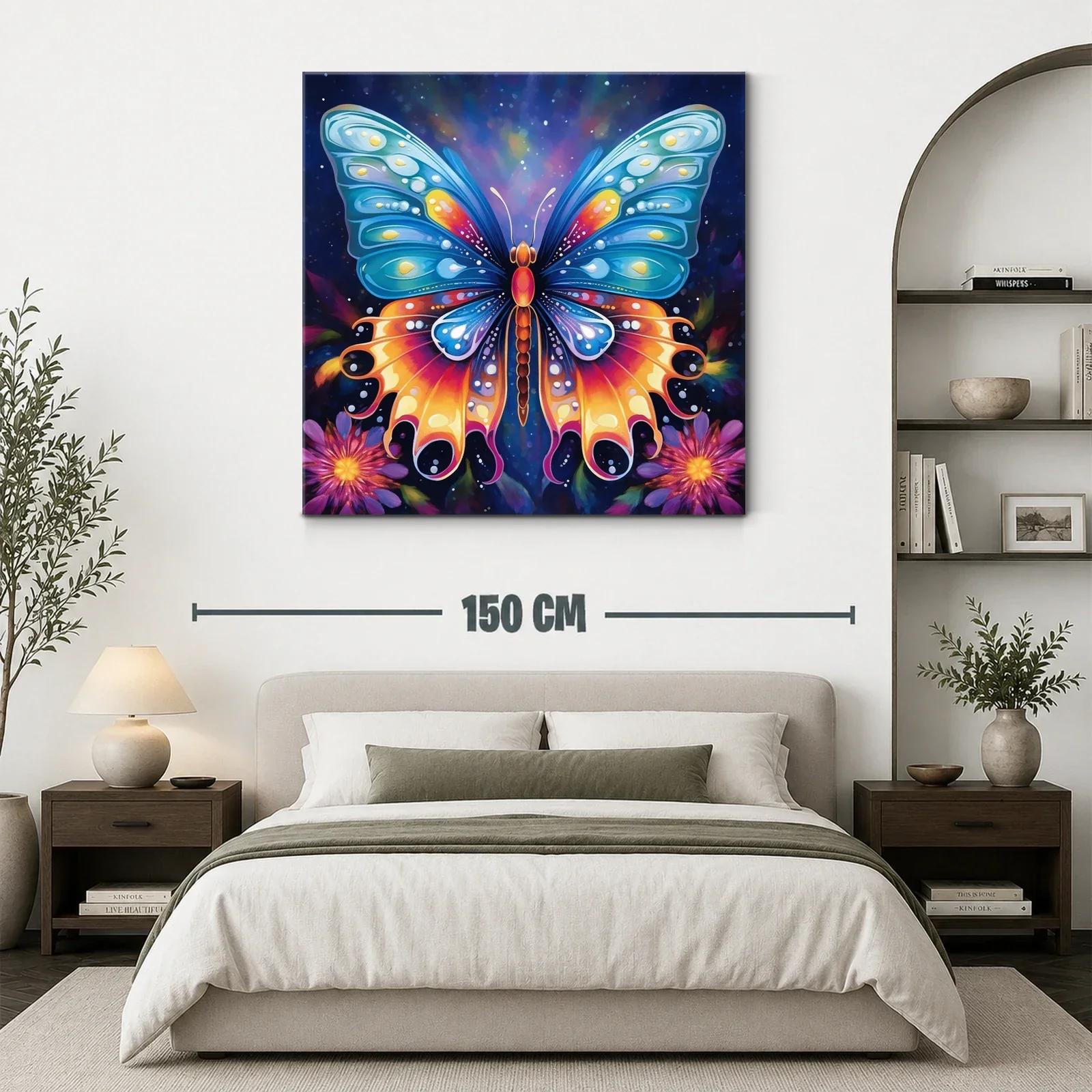 Mariposa vibrante entre flores con fondo estrellado — miniatura 3