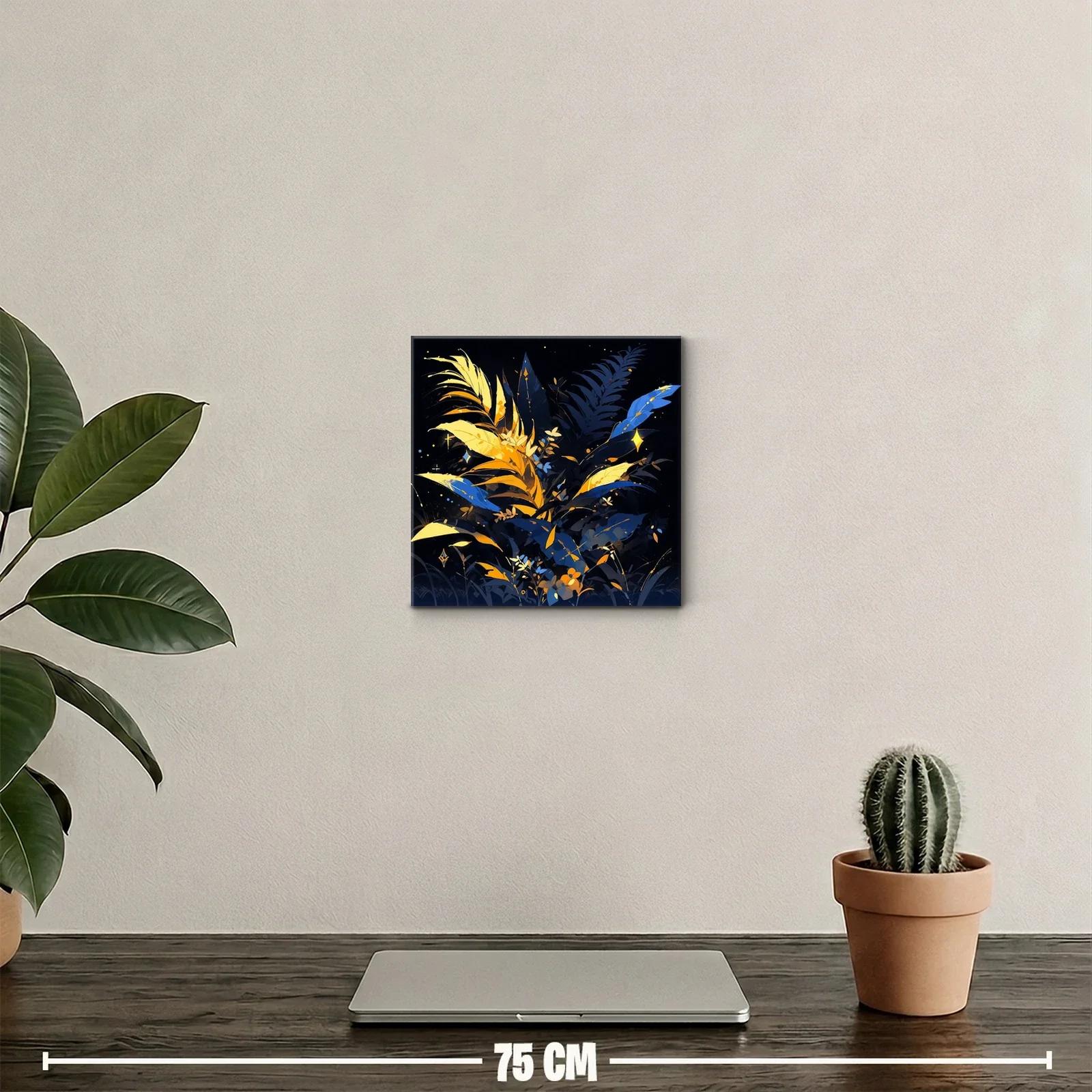 Ramillete luminoso de hojas en tonos azules y dorados — miniatura 2