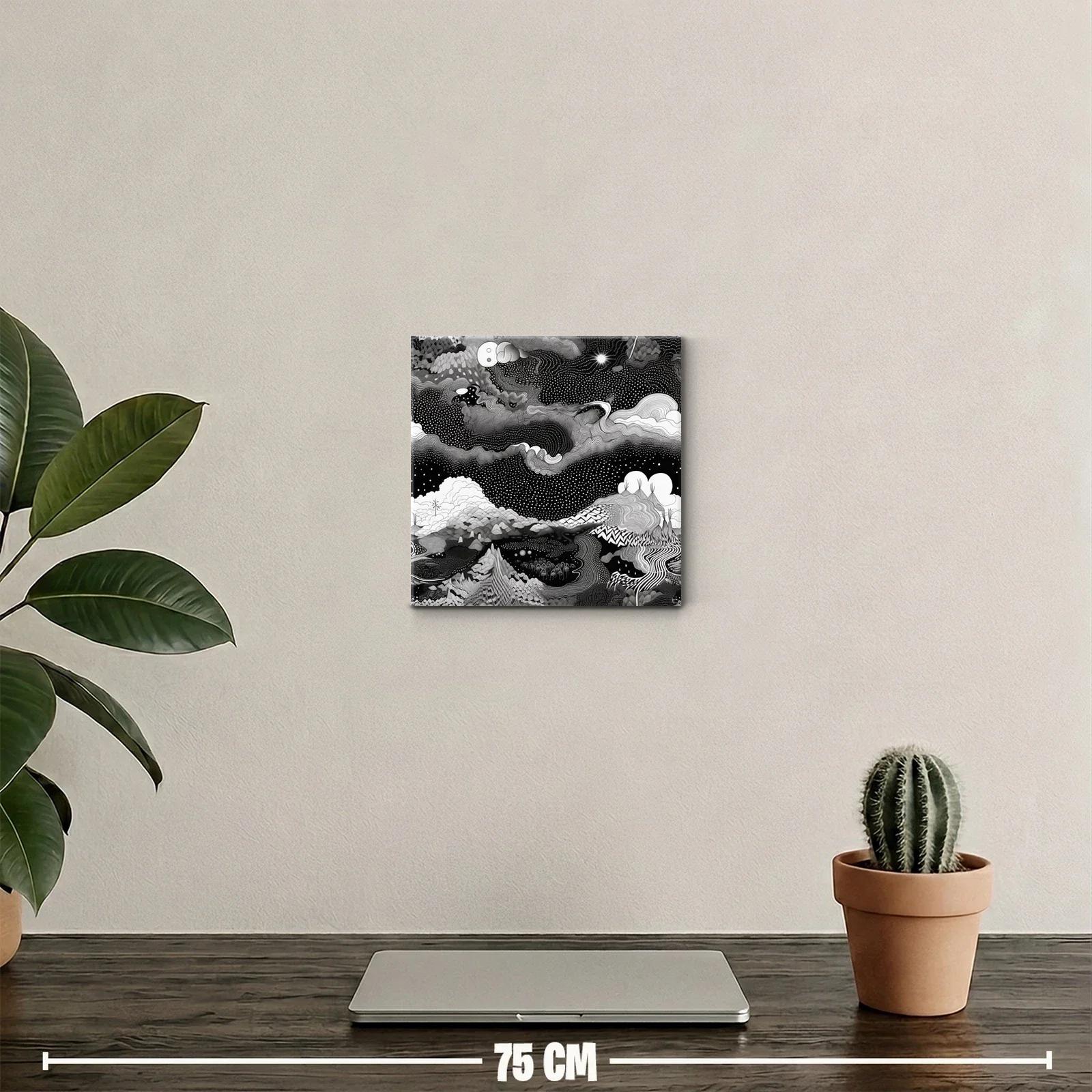 Paisaje cósmico abstracto en blanco y negro impactante — miniatura 2