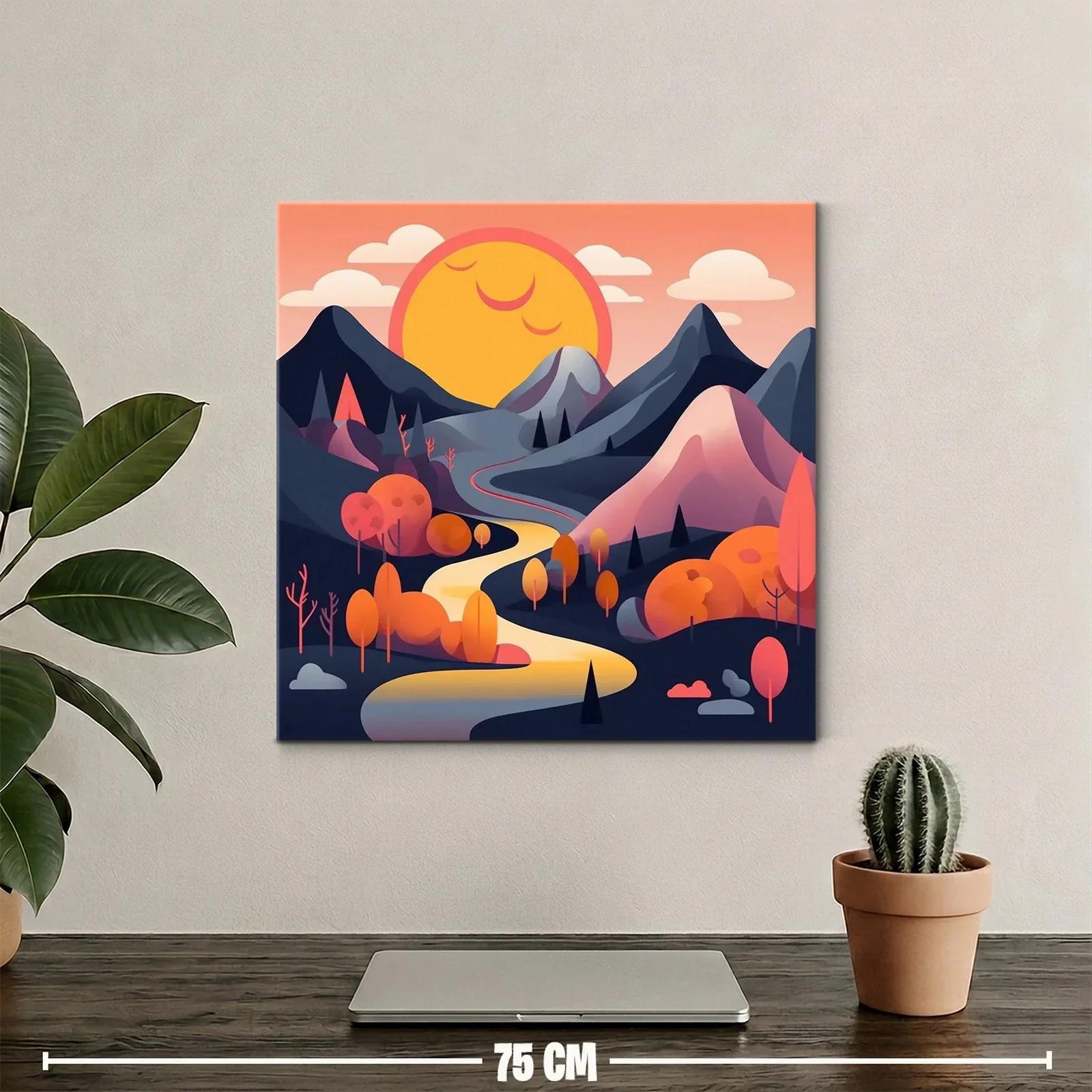 Paisaje sereno con camino y sol radiante al atardecer — miniatura 2