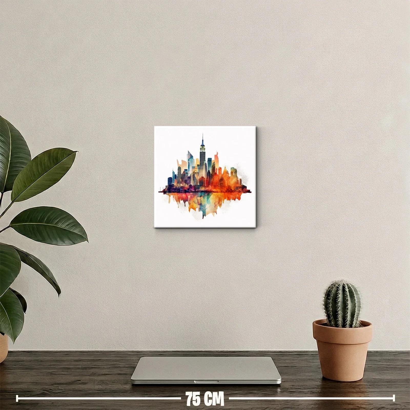 Ciudad vibrante con reflejo colorido y arquitectura moderna — miniatura 2