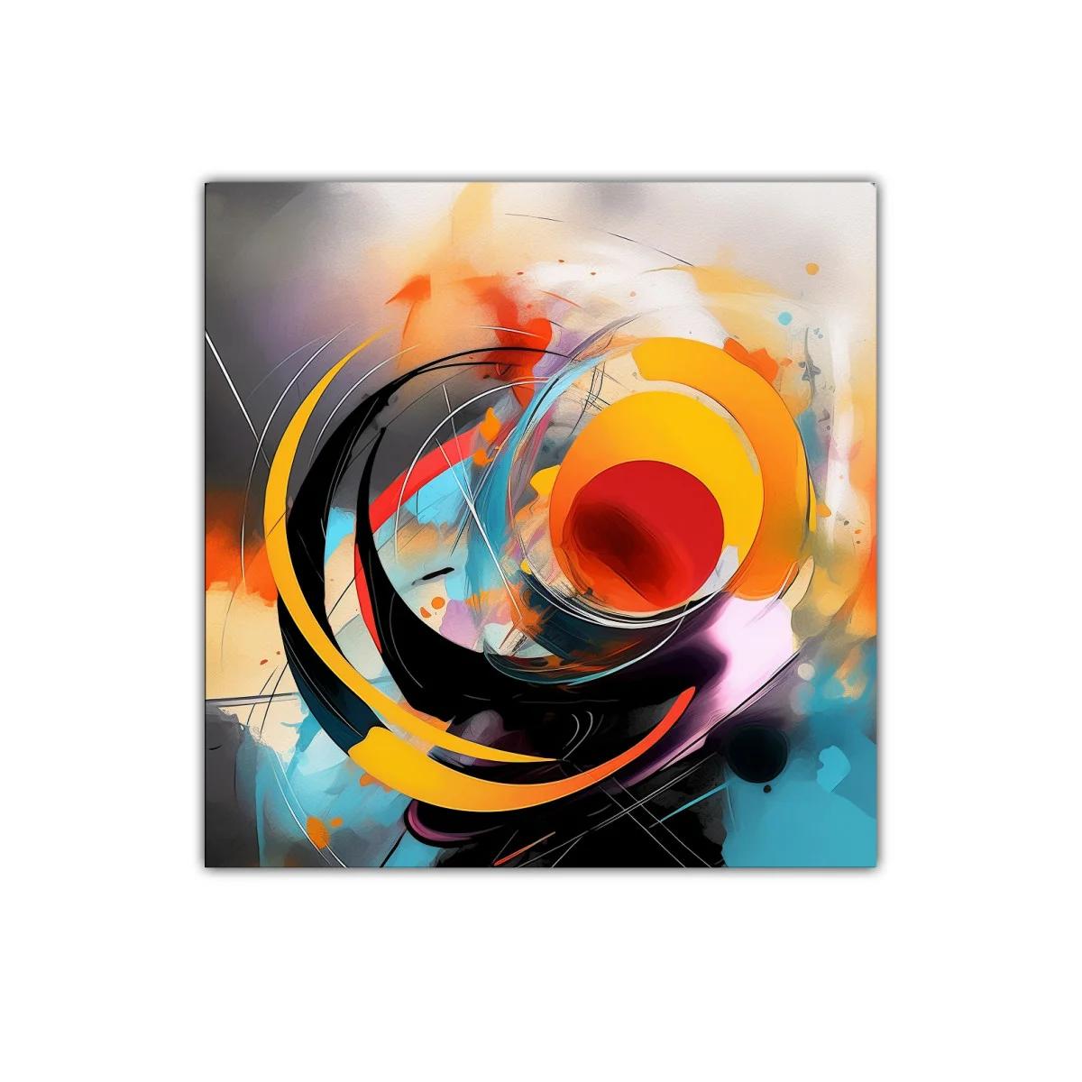 Cuadro abstracto en vibrantes tonos cálidos y fríos