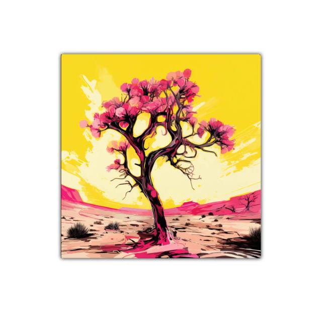 Árbol florido en paisaje vibrante y colorido