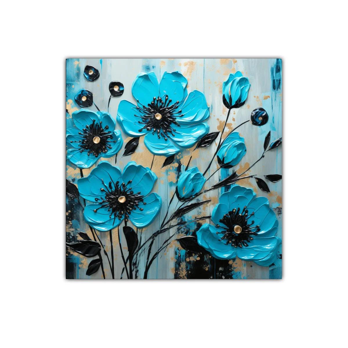 Flores azules con toques dorados para ambientes modernos — imagen principal