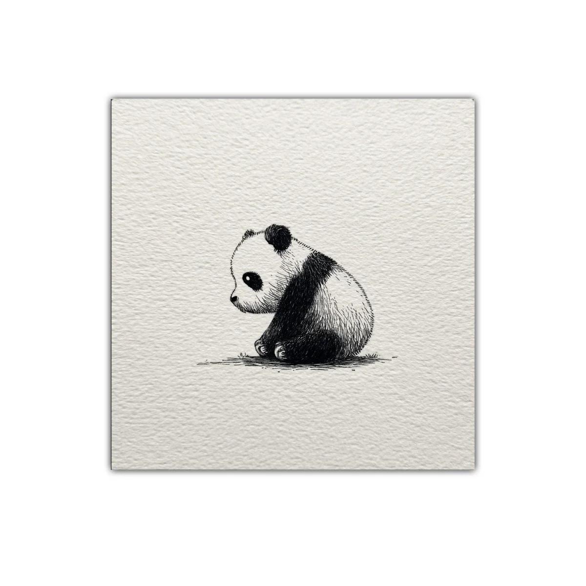Sutil ilustración de panda bebé en blanco y negro — imagen principal