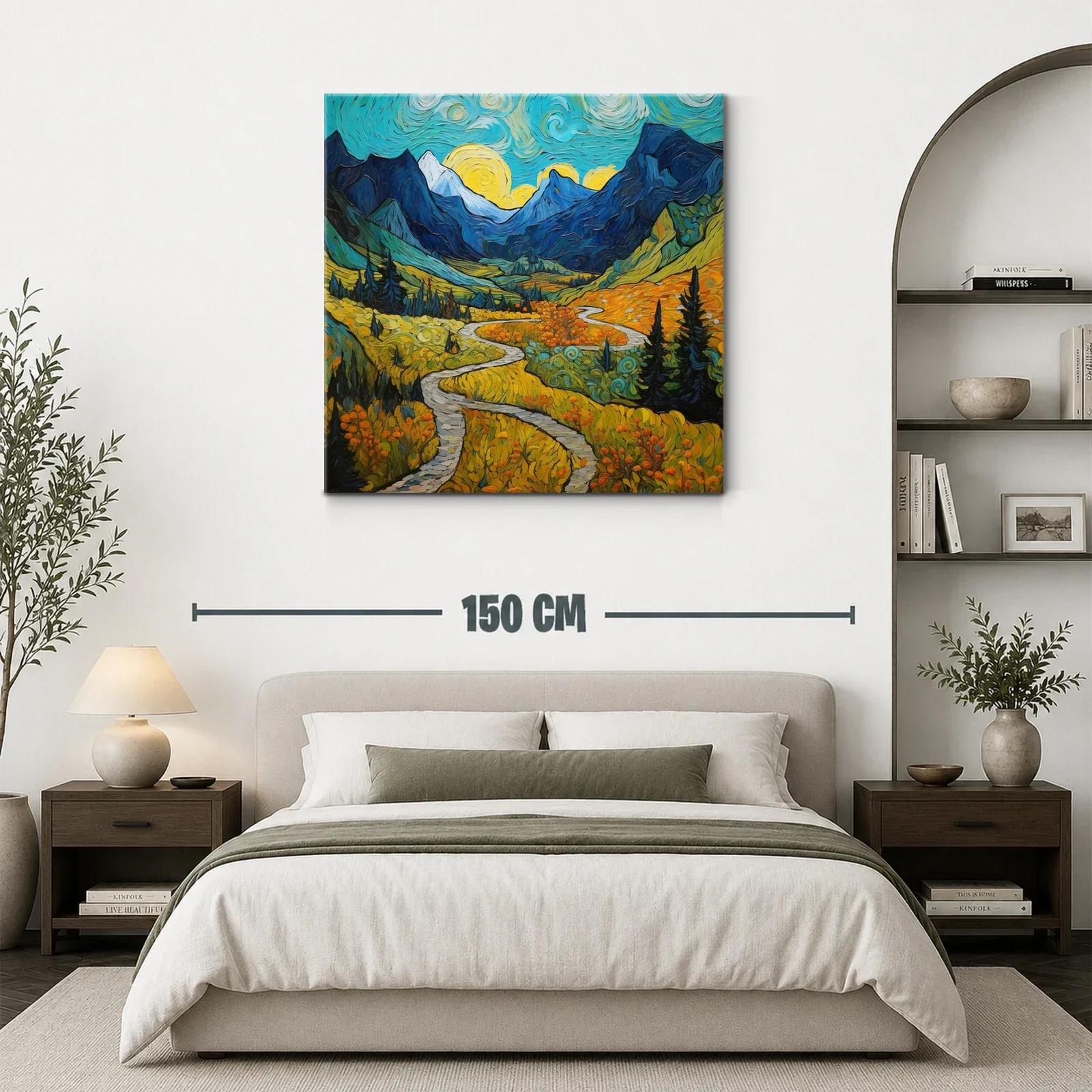 Paisaje montañoso con sendero bajo cielo vibrante — miniatura 3