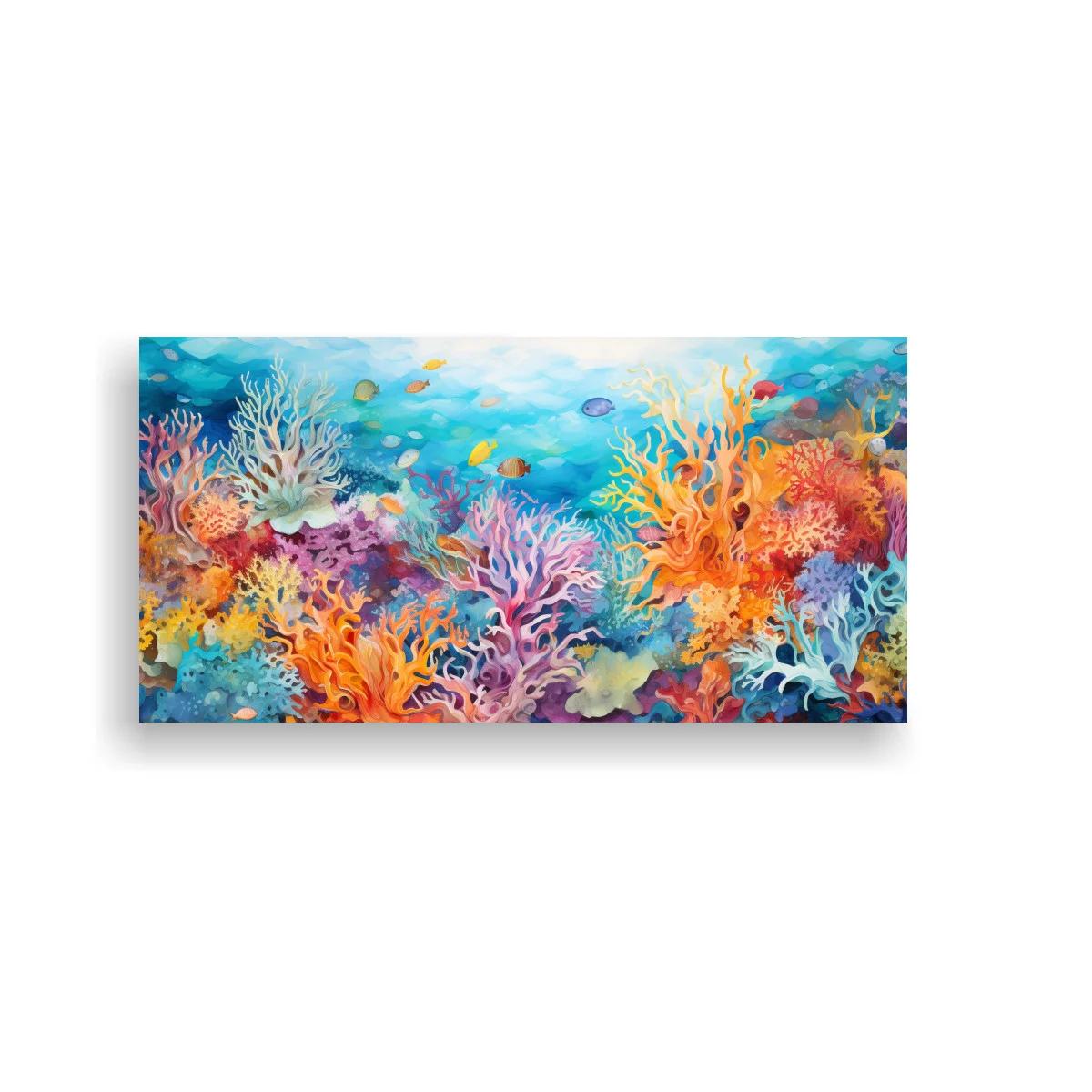 Cuadro arrecife de coral en tonos turquesa y coral — imagen principal