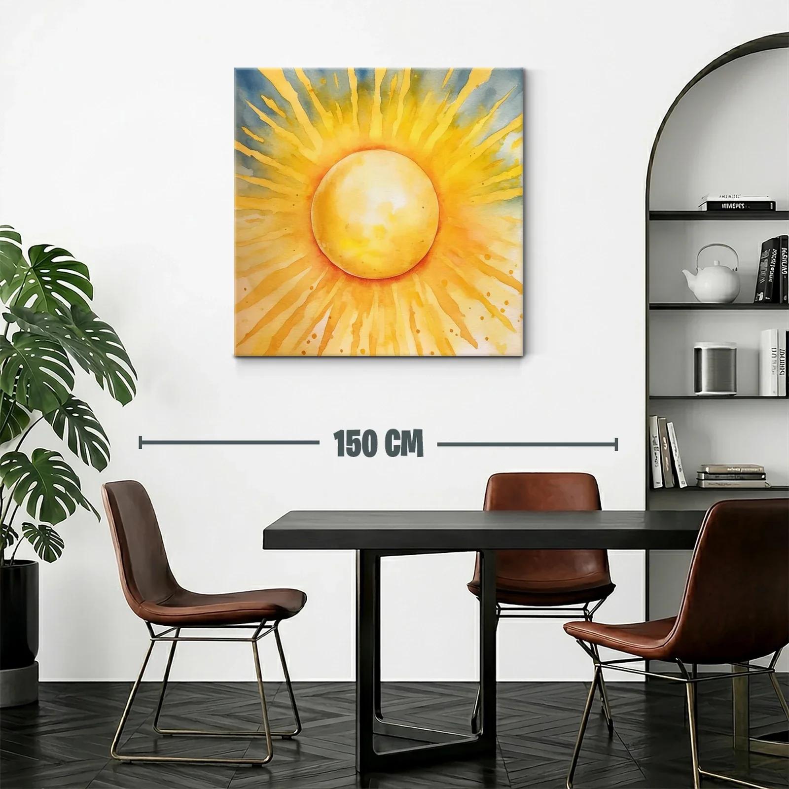 Cuadro vibrante con sol radiante en tonos cálidos — miniatura 2