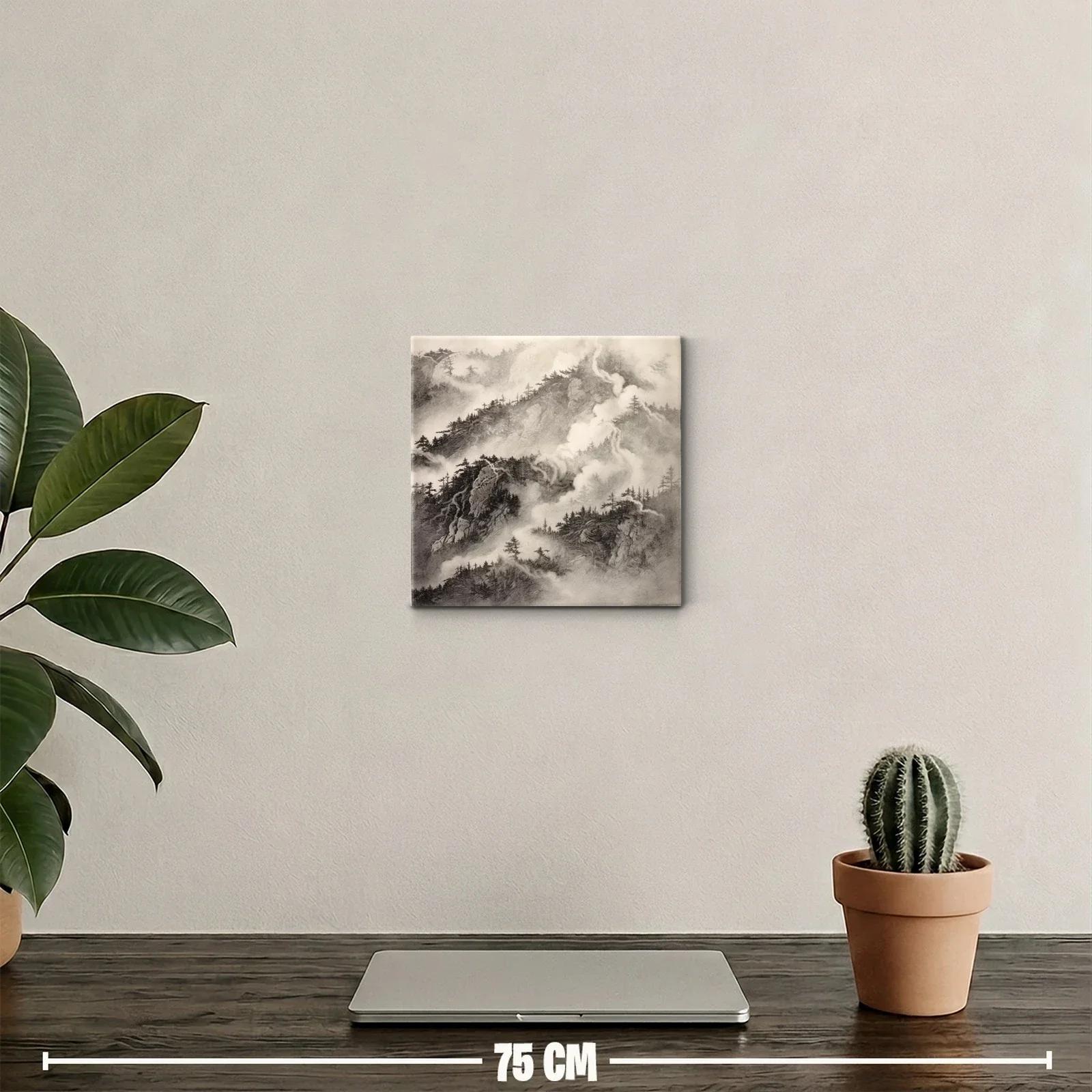 Paisaje de Montañas Nebulosas en Tonos Monocromáticos — miniatura 2