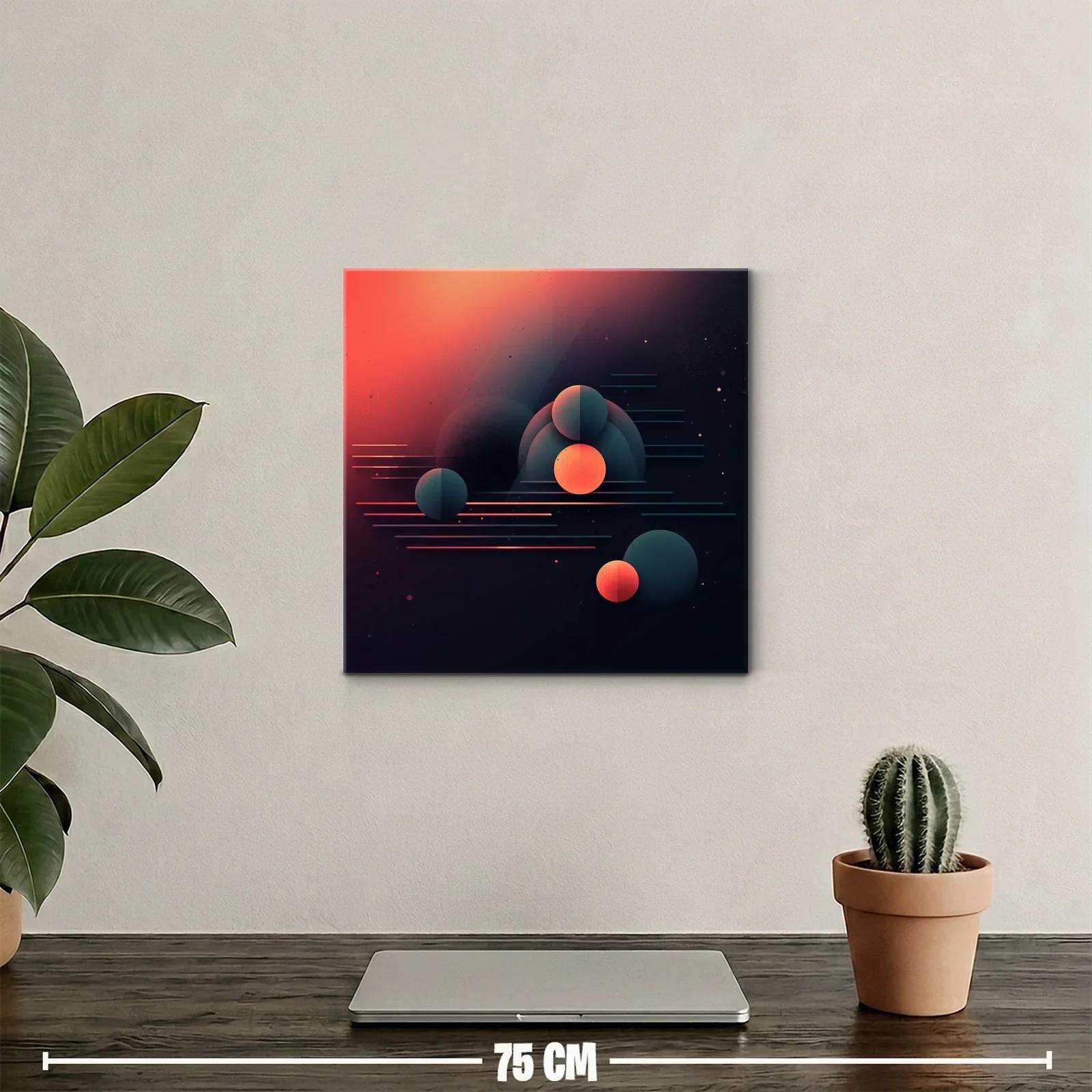 Composición abstracta con esferas y líneas en tonos cálidos — miniatura 2