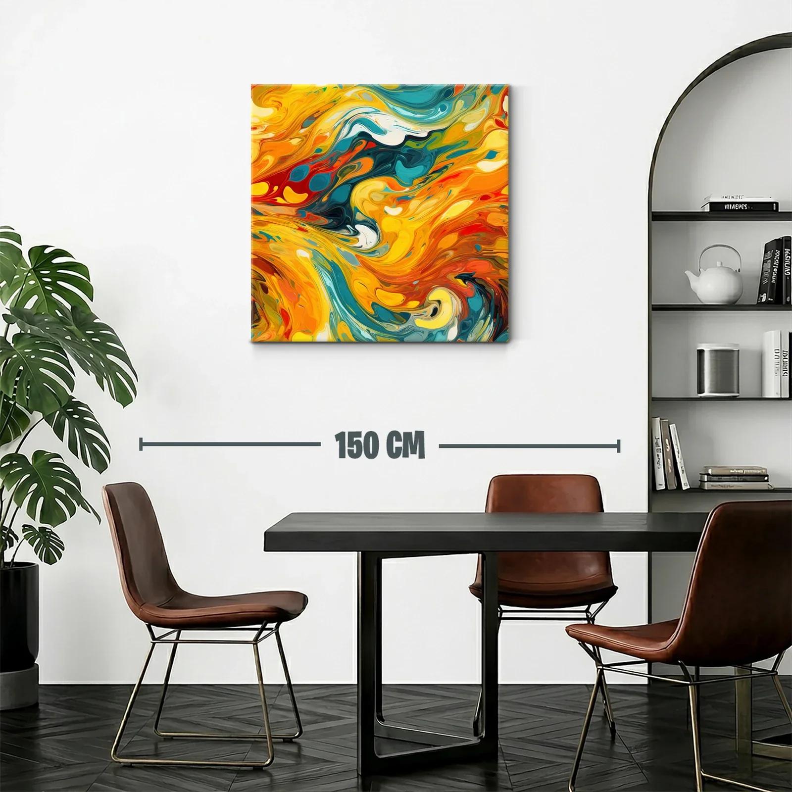 Arte abstracto dinámico con tonos cálidos y fríos vibrantes — miniatura 2