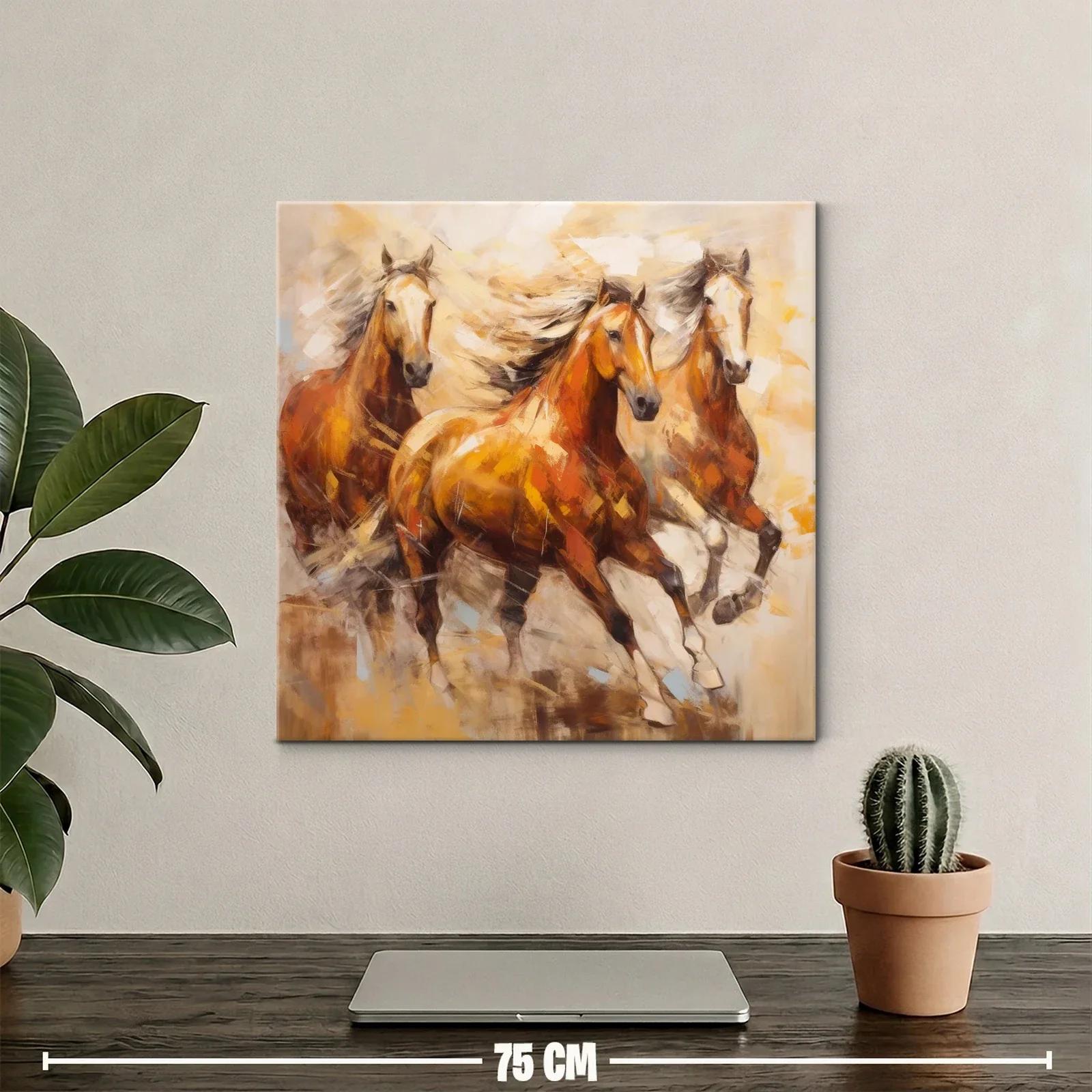 Cuadro con Caballos en Movimiento y Tonos Cálidos — miniatura 2