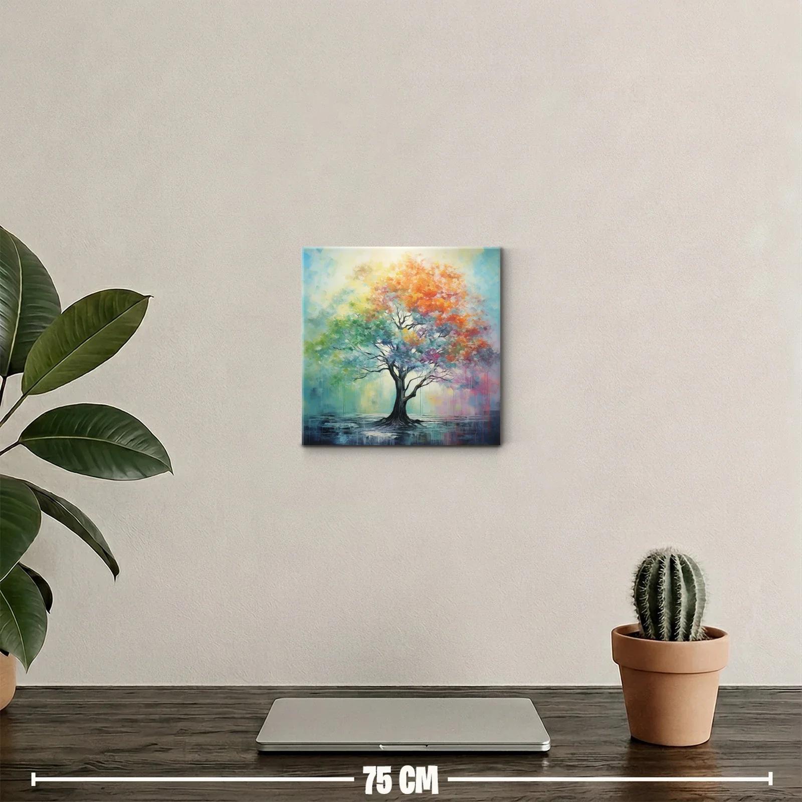 Árbol multicolor con ramas radiantes y fondo etéreo — miniatura 2