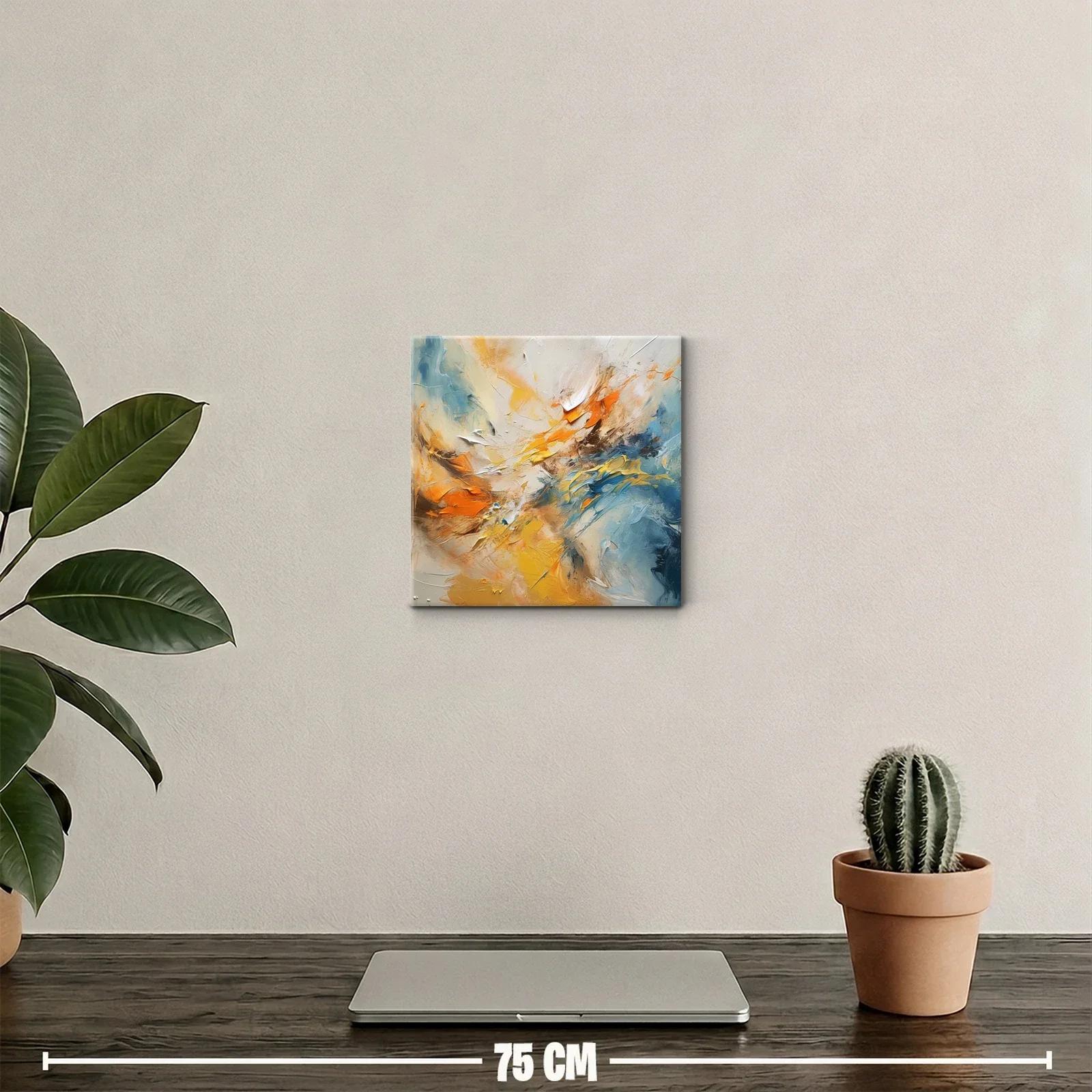 Cuadro abstracto con tonos cálidos y fríos para decoración — miniatura 2