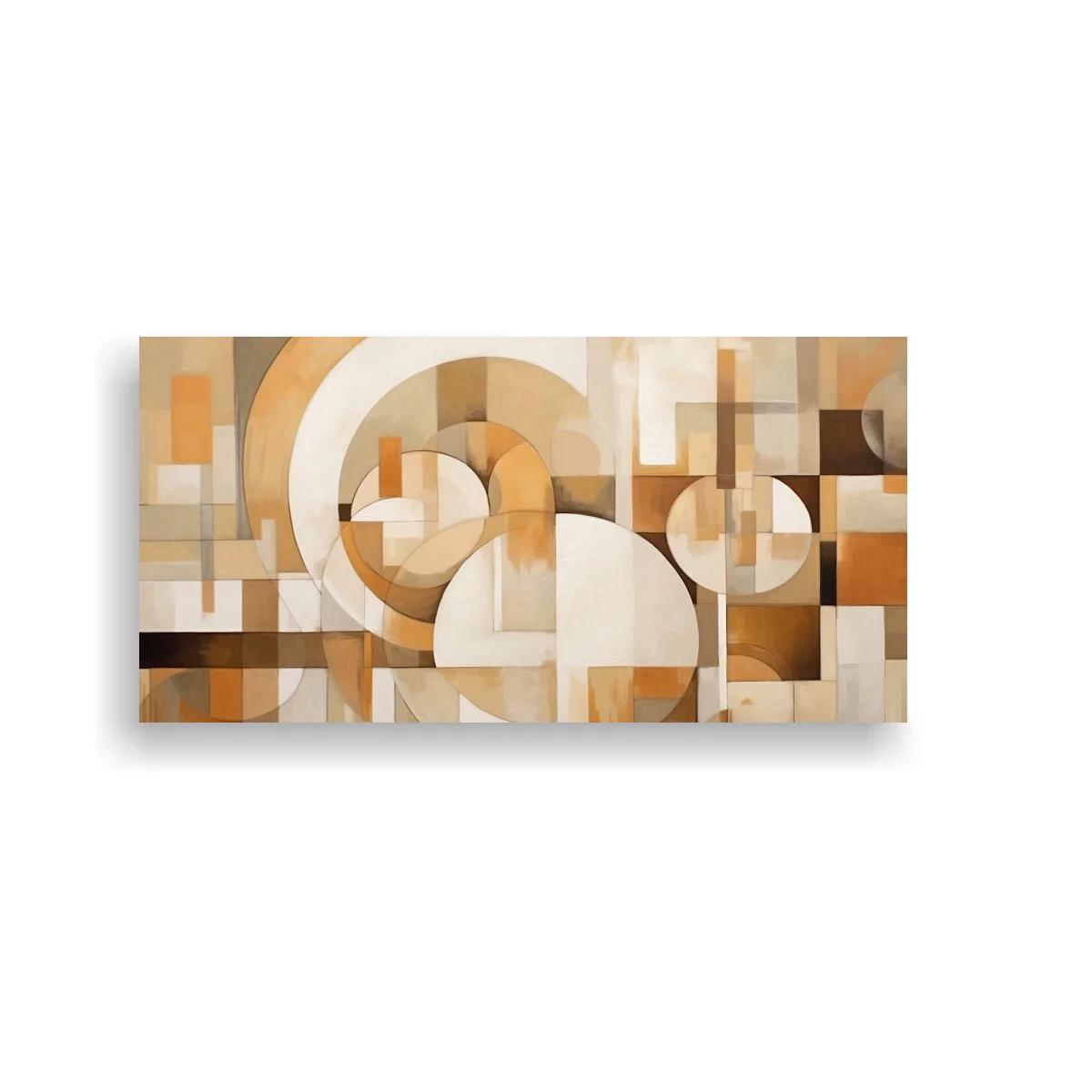 Cuadro abstracción geométrica con arcos y bloques rectangulares