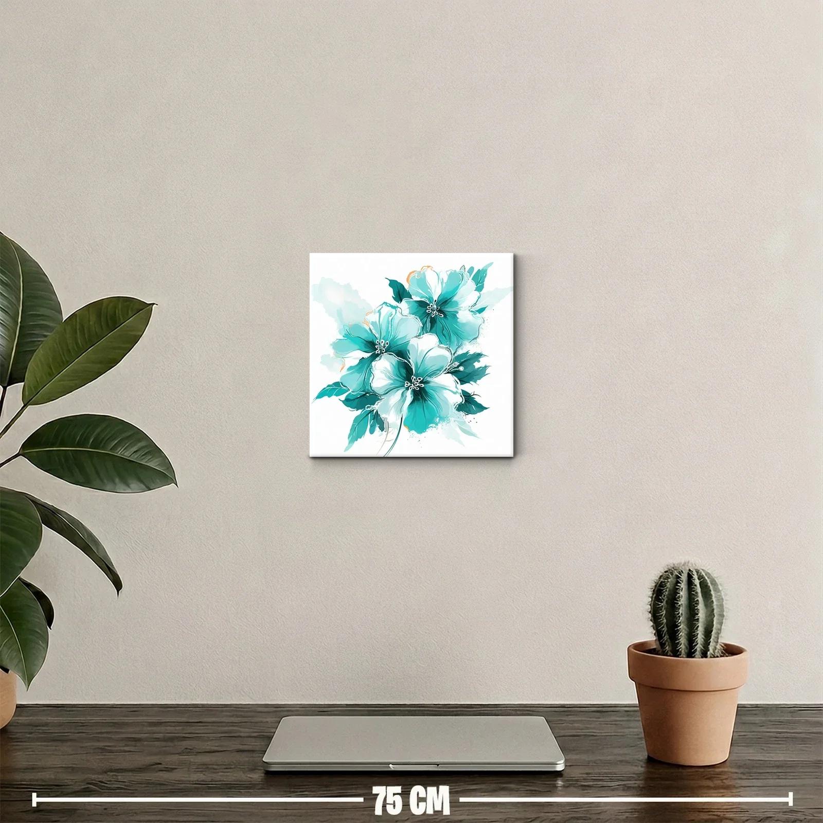 Cuadro florales en tonos turquesa para decoración elegante — miniatura 2
