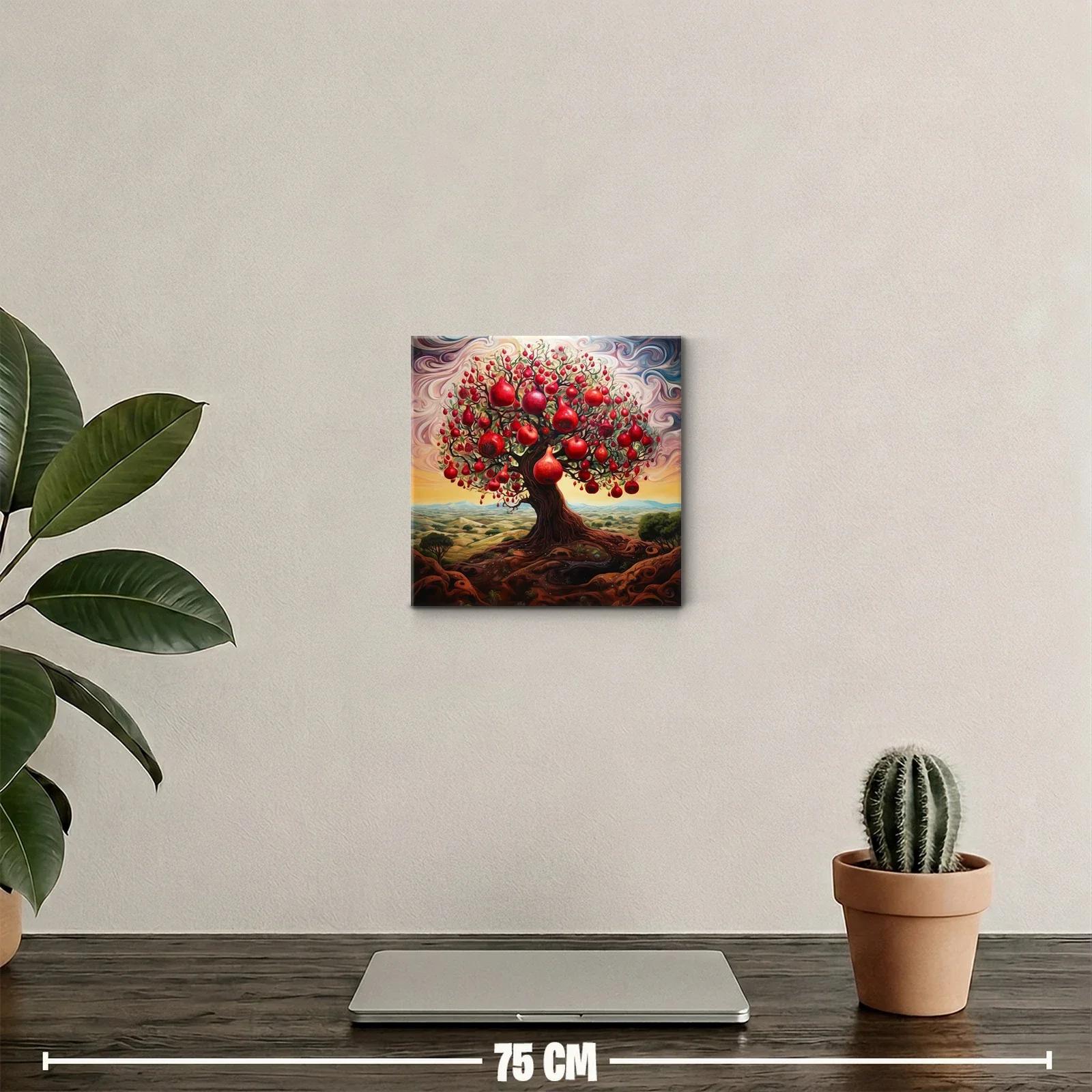 Árbol de granadas con raíces entrelazadas y cielo vibrante — miniatura 2