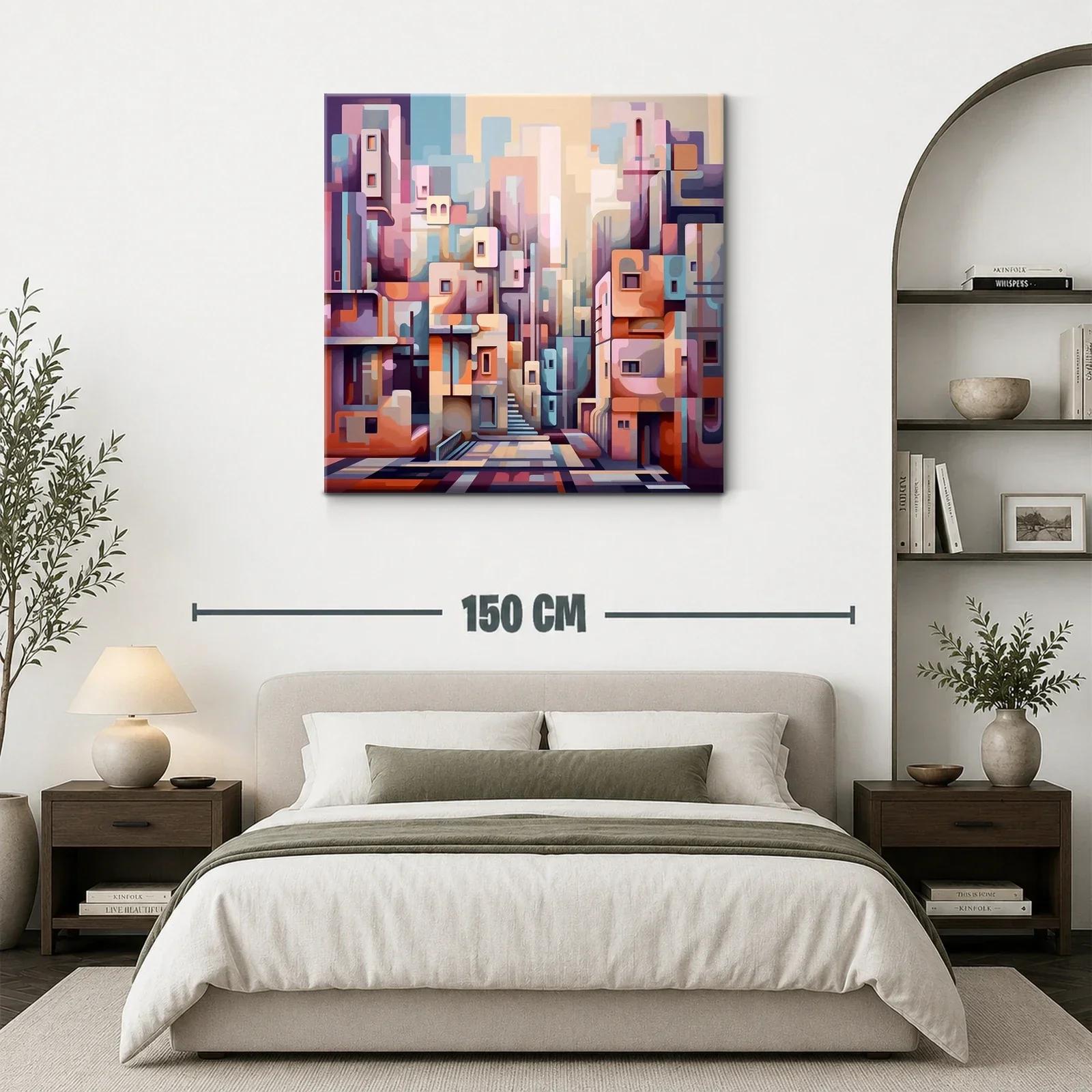 Composición urbana abstracta en tonos pastel y cálidos — miniatura 3