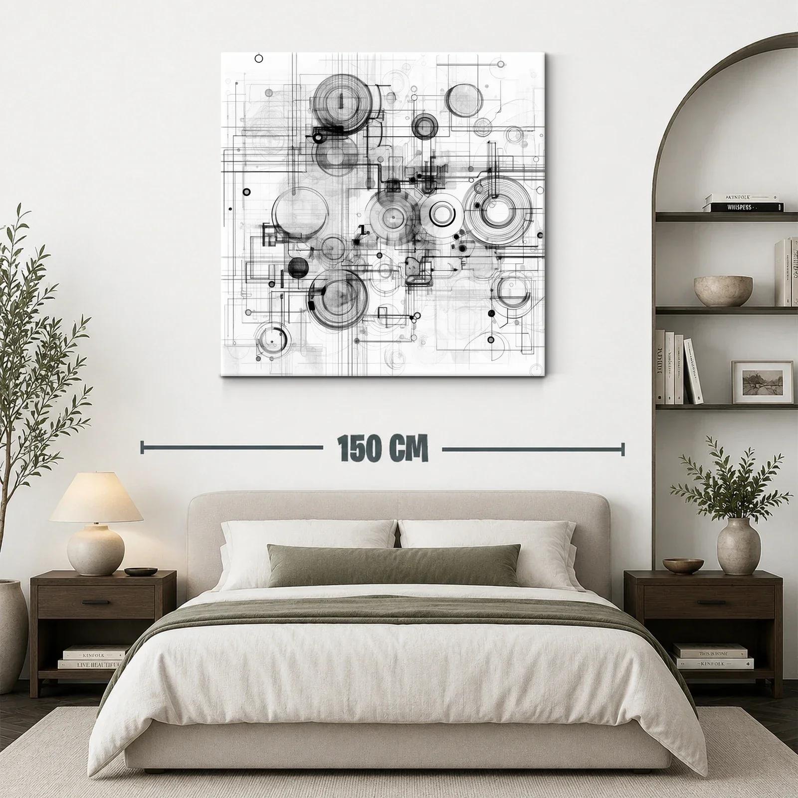 Composición abstracta en grises con formas circulares y líneas precisas — miniatura 3