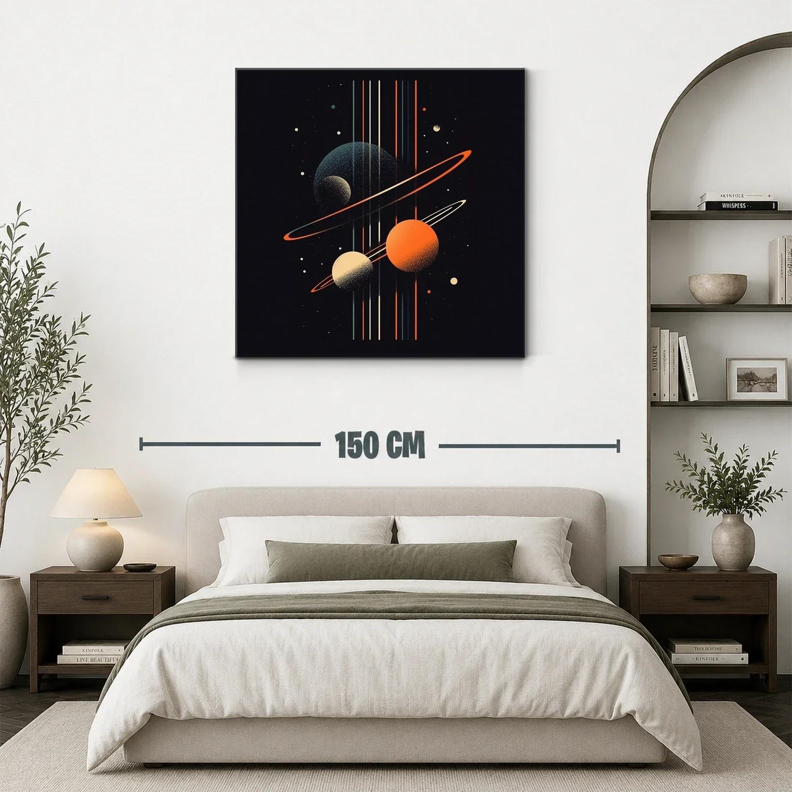 Composición cósmica con planetas y anillos vibrantes — miniatura 3
