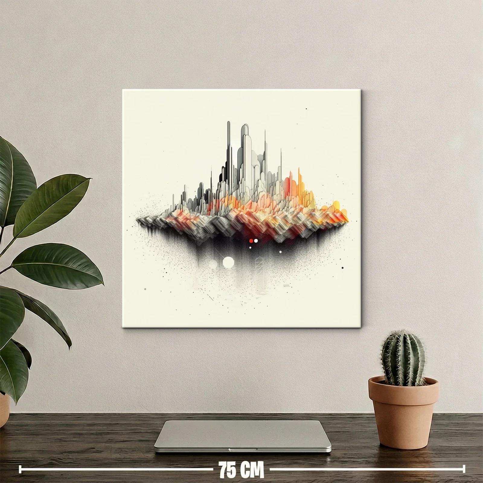 Paisaje abstracto de ciudad flotante con tonos cálidos y grises — miniatura 2