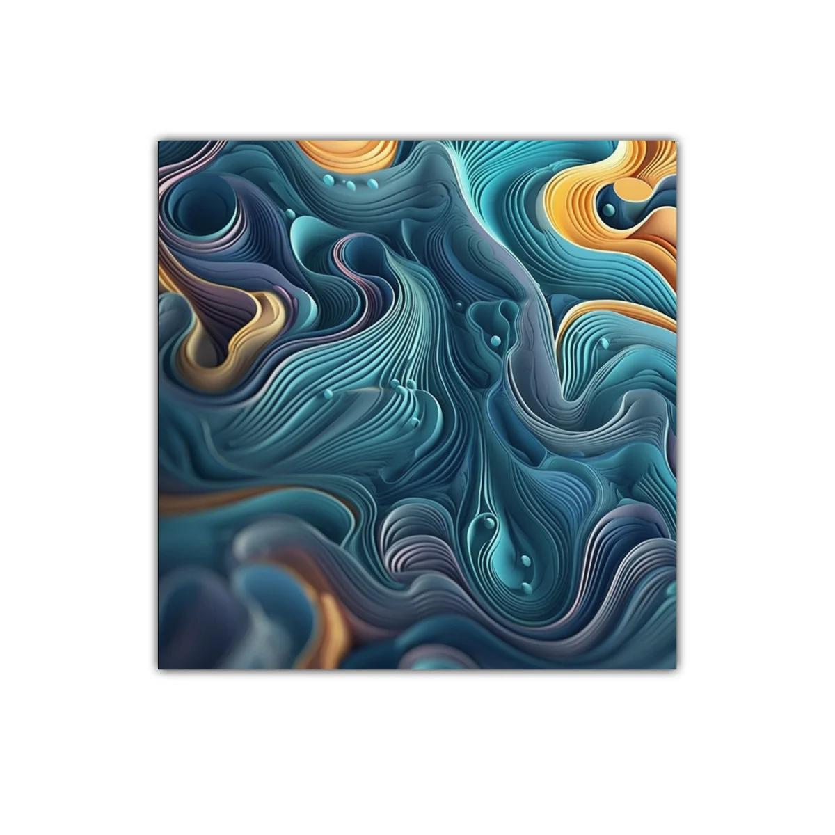 Cuadro Decorativo con Texturas Fluídas y Colores Océano