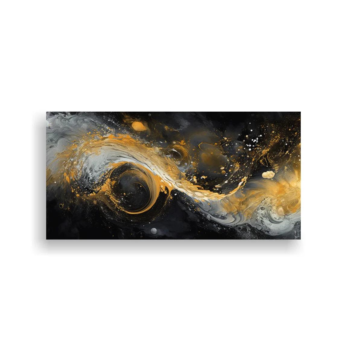 Cuadro remolino cósmico dorado en espiral