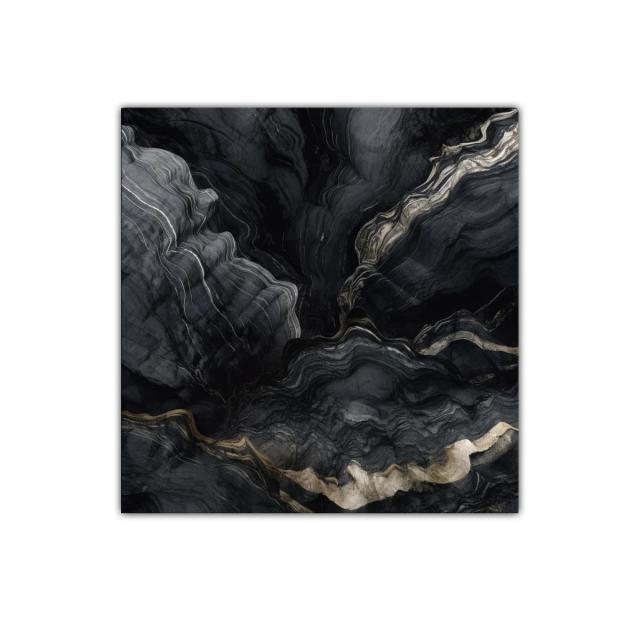 Abstracto en tonos negros y grises con acentos dorados