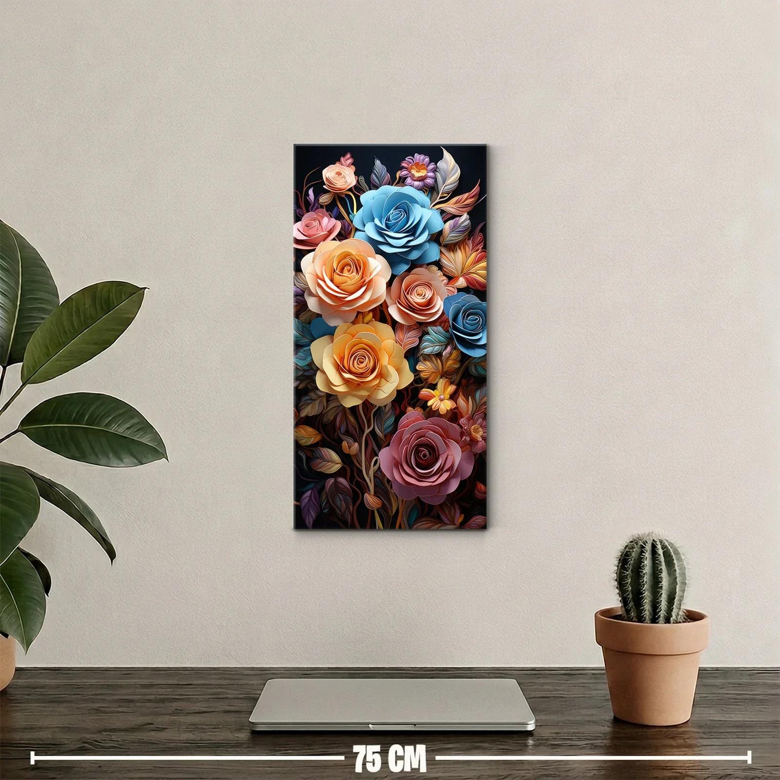 Cuadro ramo de rosas en azul y malva — miniatura 2