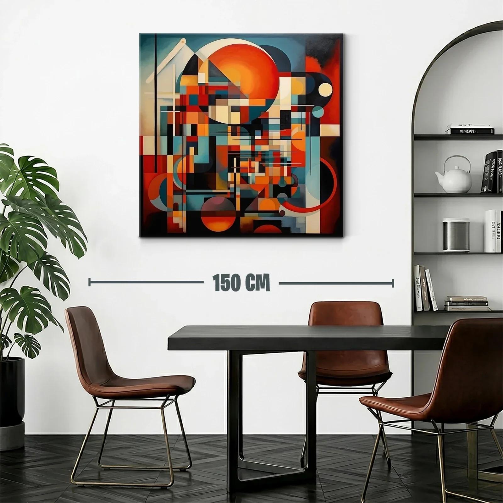Composición abstracta vibrante con círculos y líneas geométricas — miniatura 2
