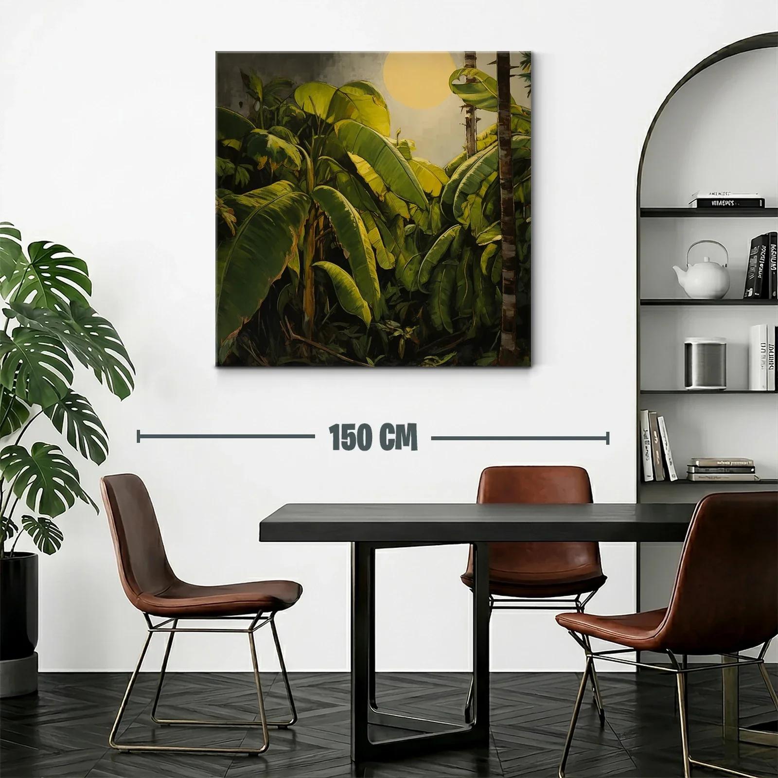 Cuadro tropical con hojas de plátano y sol radiante — miniatura 2