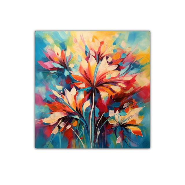 Cuadro decorativo con flores vibrantes y colores intensos