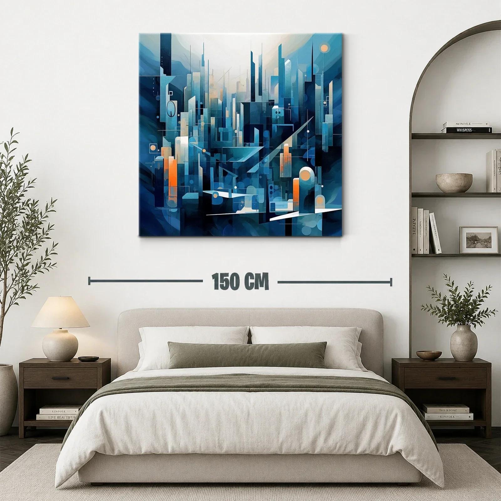 Composición abstracta de ciudad futurista en tonos azules — miniatura 3