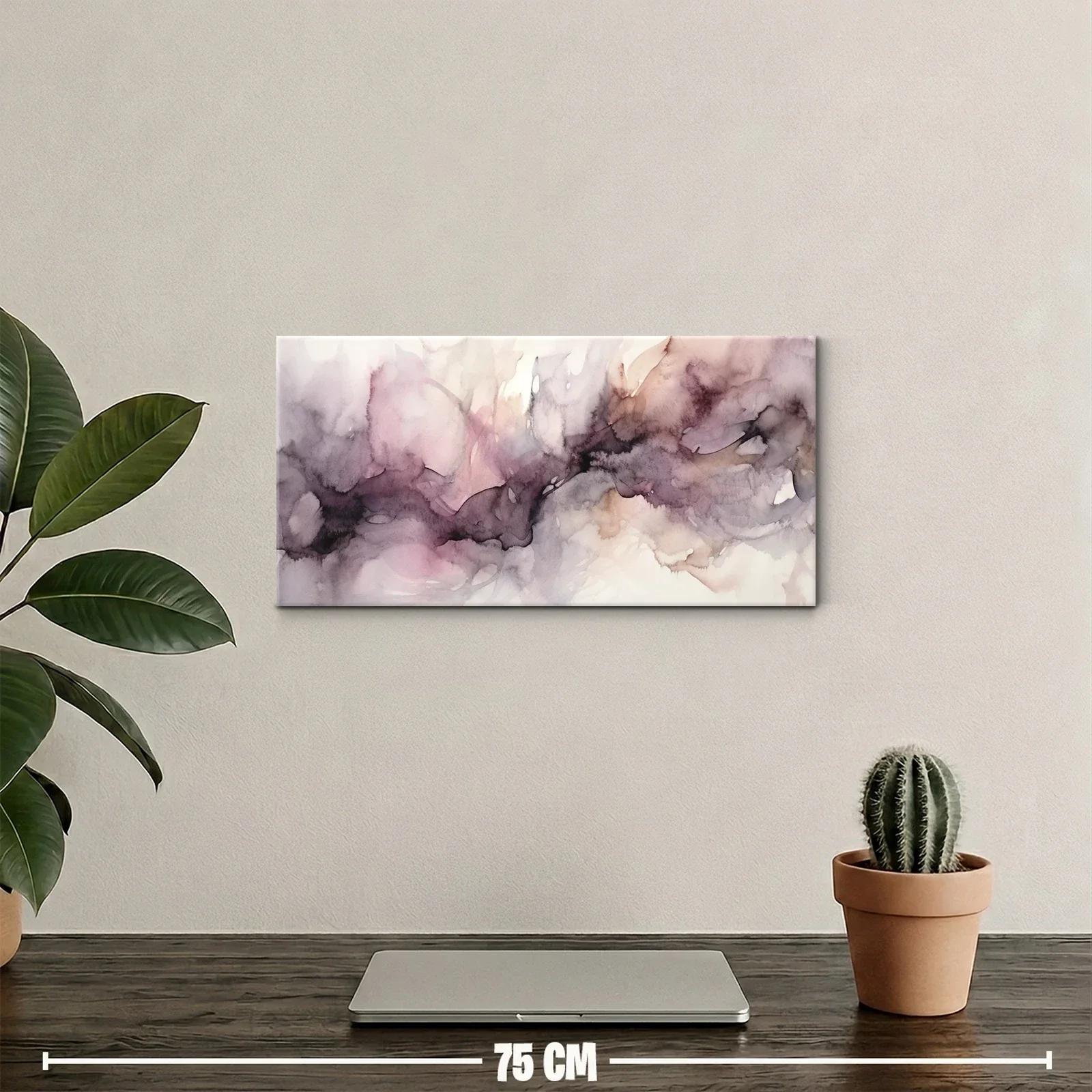 Cuadro nube de tinta lila con veladuras crema — miniatura 2