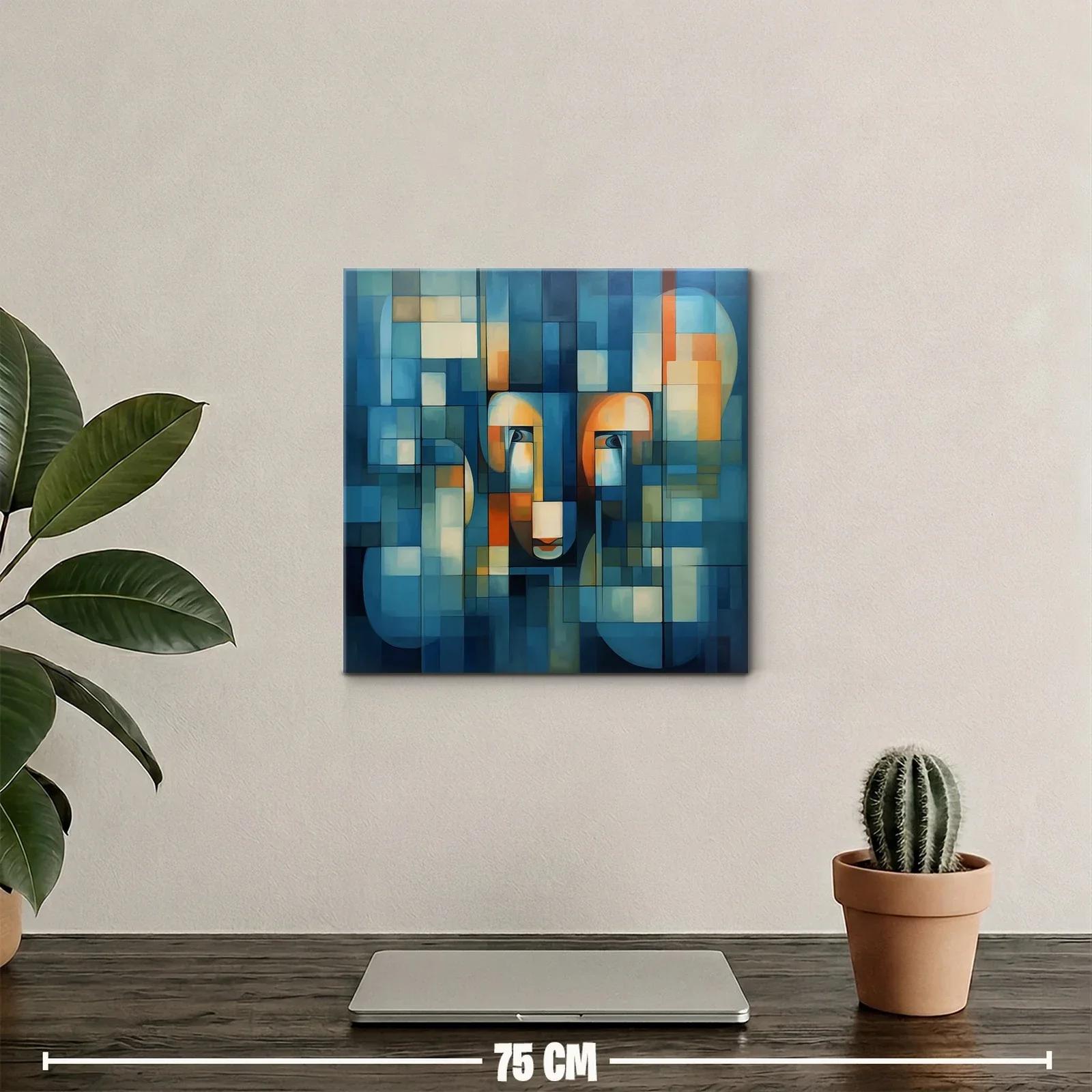 Composición abstracta con figuras y tonos azules y cálidos — miniatura 2