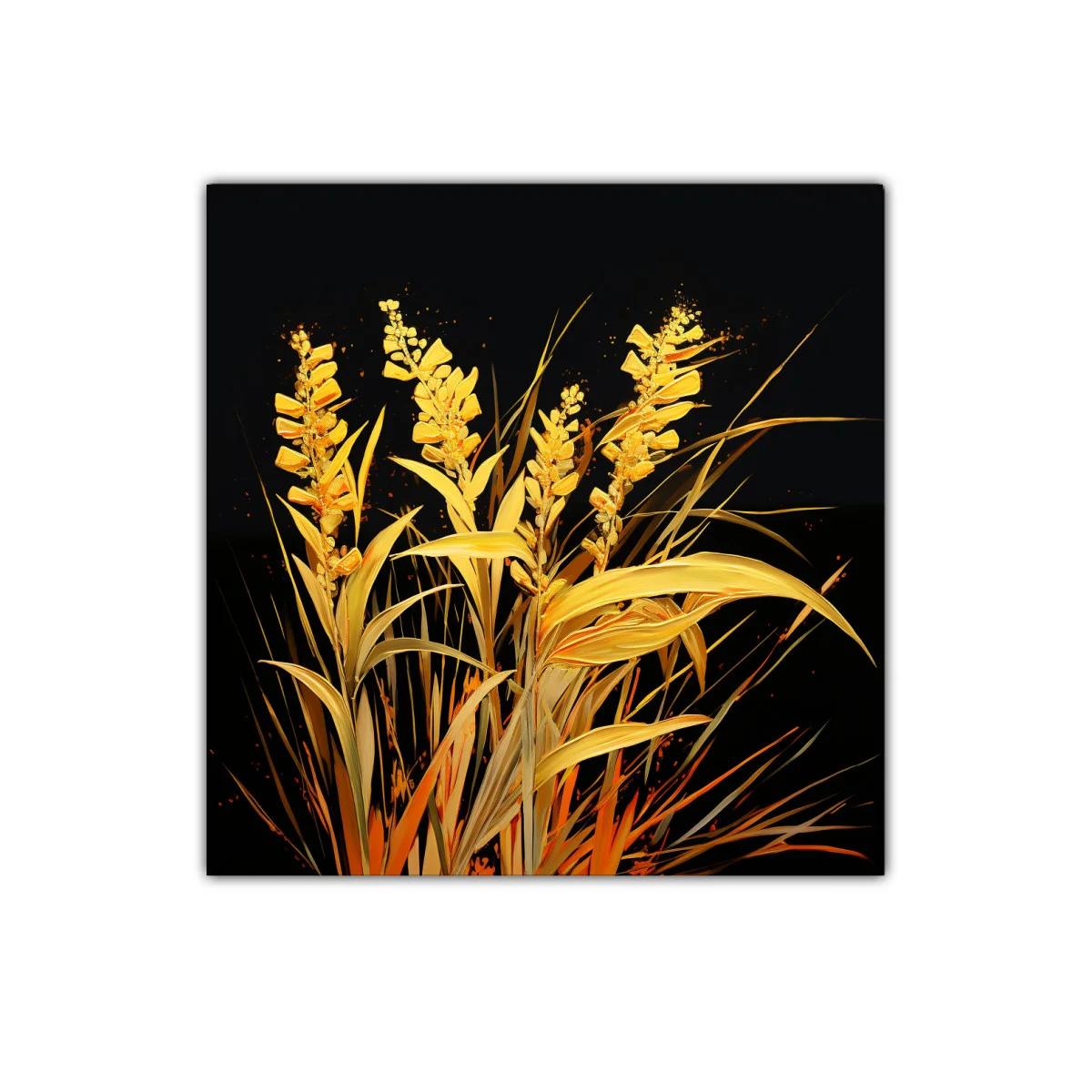 Cuadro decorativo con flores amarillas sobre fondo oscuro — imagen principal