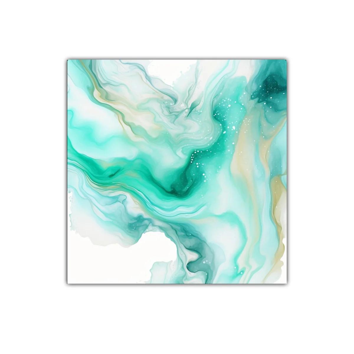 Cuadro abstracto en tonos verdes y dorados para decoración