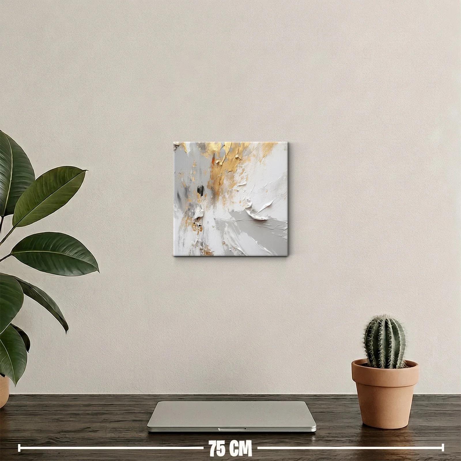 Cuadro decorativo abstracto tonos dorados y grises — miniatura 2