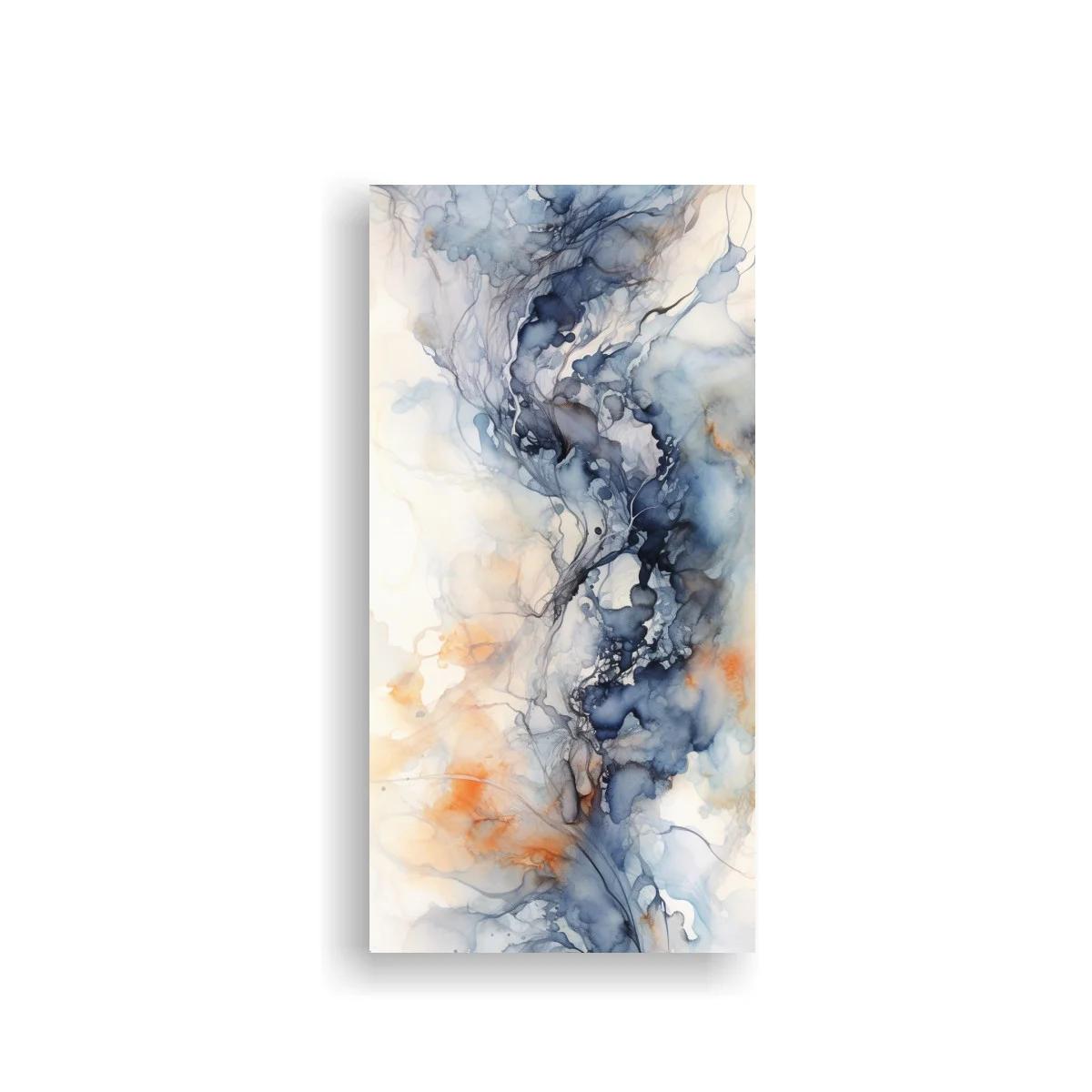 Cuadro abstracción fluida en azul y coral — imagen principal