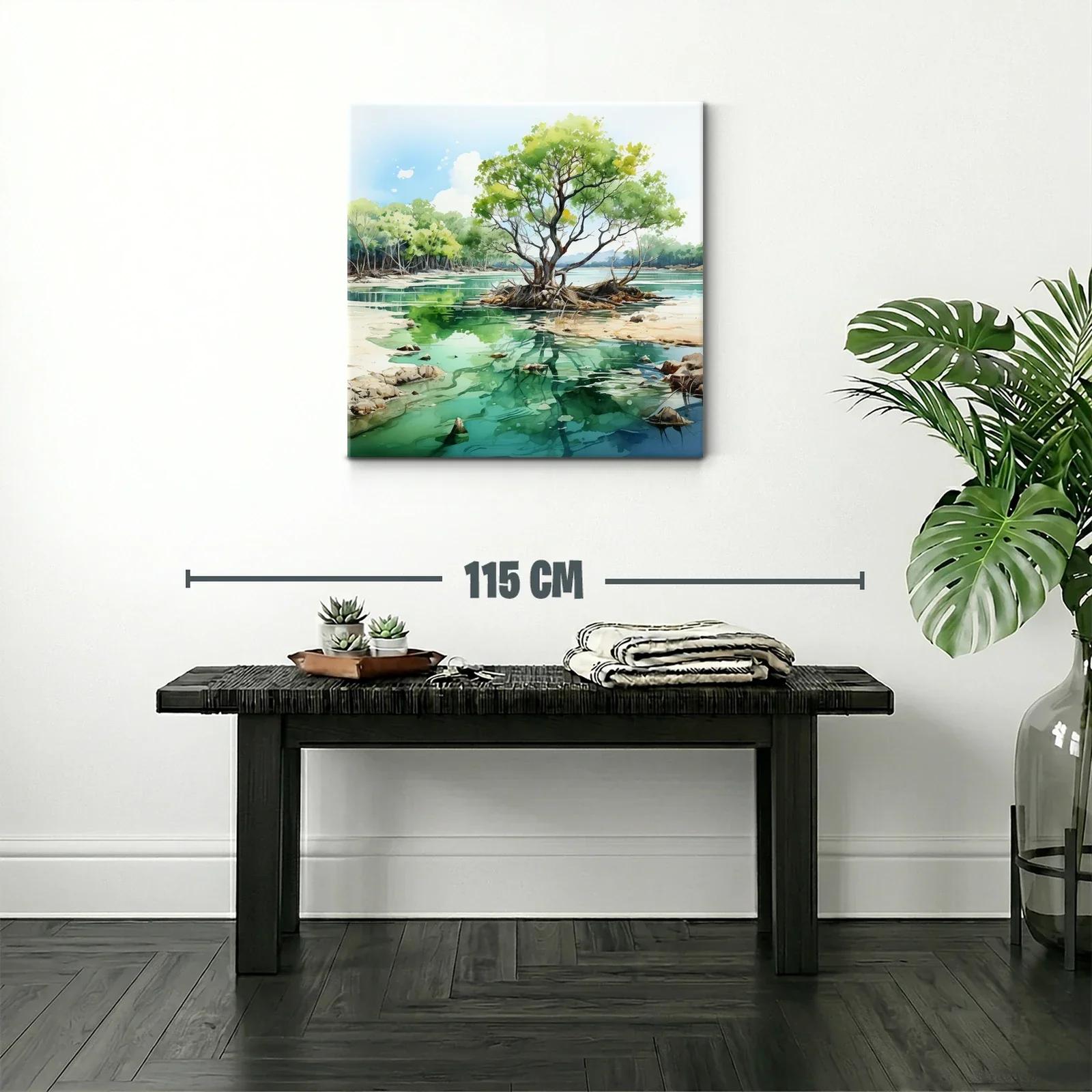 Serena escena natural con árbol y reflejos en lago tranquilo — miniatura 2