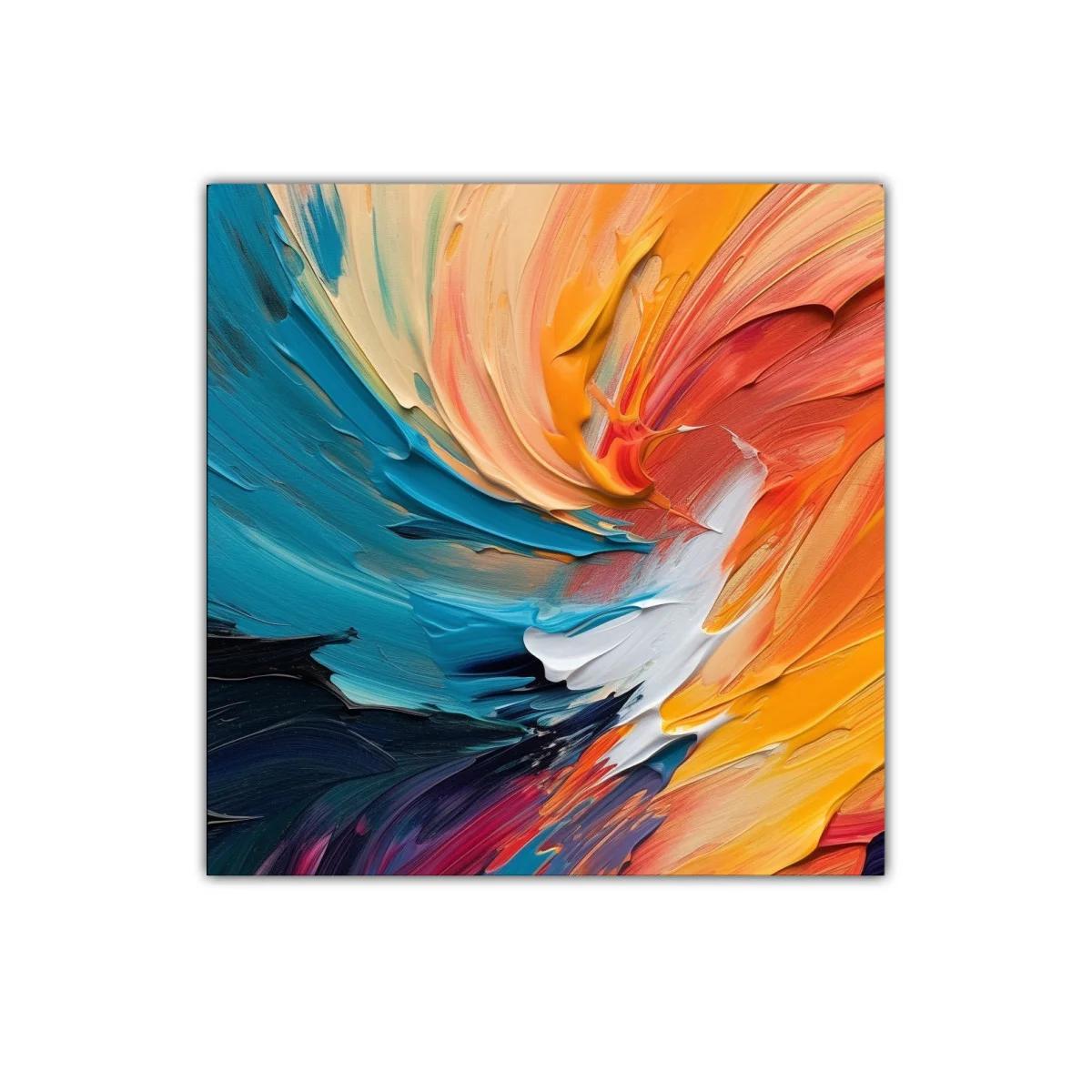 Cuadro abstracto con explosión de colores vibrantes y textura dinámica