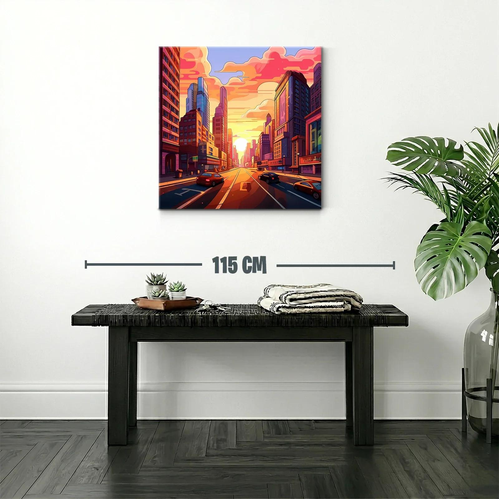 Atardecer vibrante en bulliciosa avenida urbana — miniatura 2