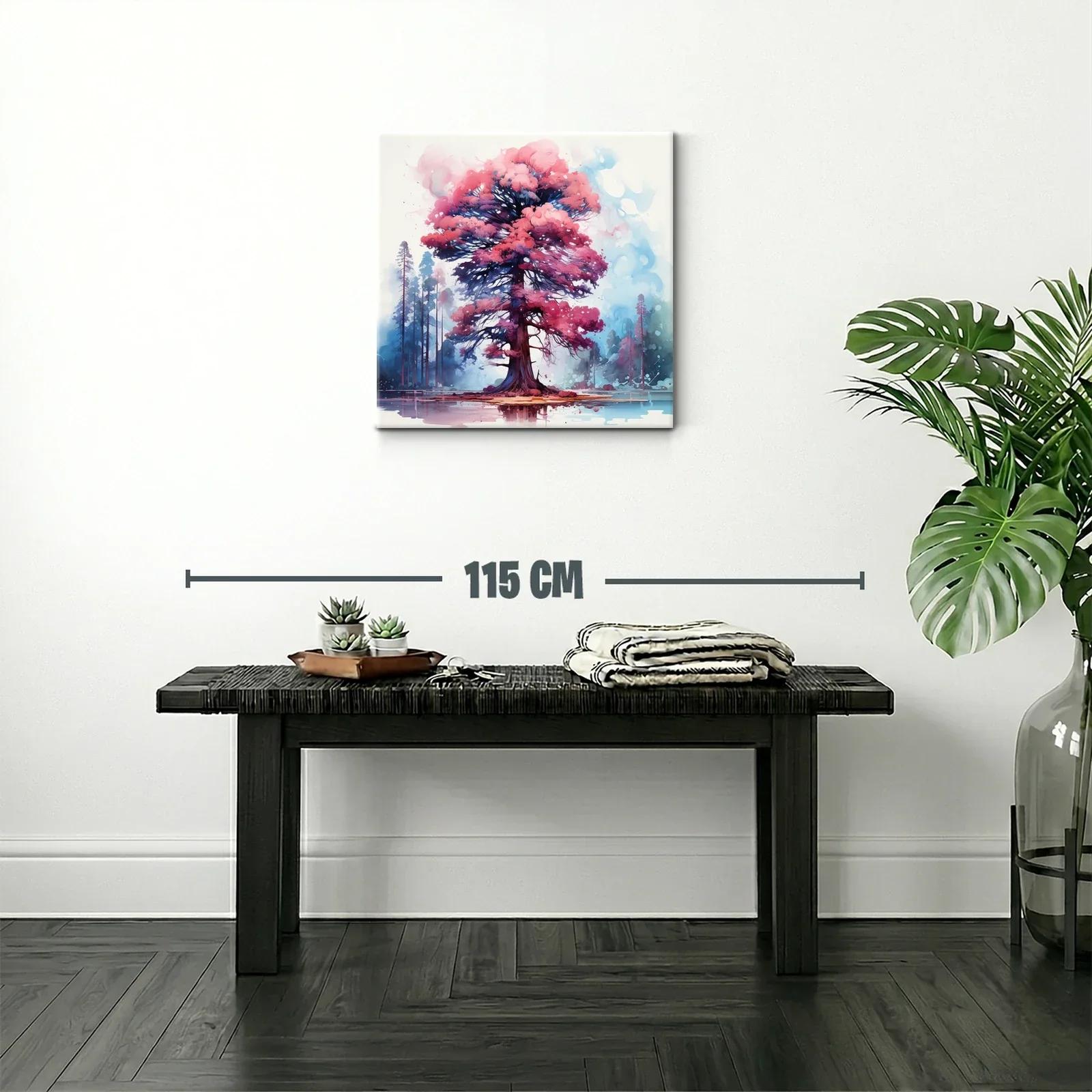 Árbol vibrante con follaje en tonos rosa y azul — miniatura 2