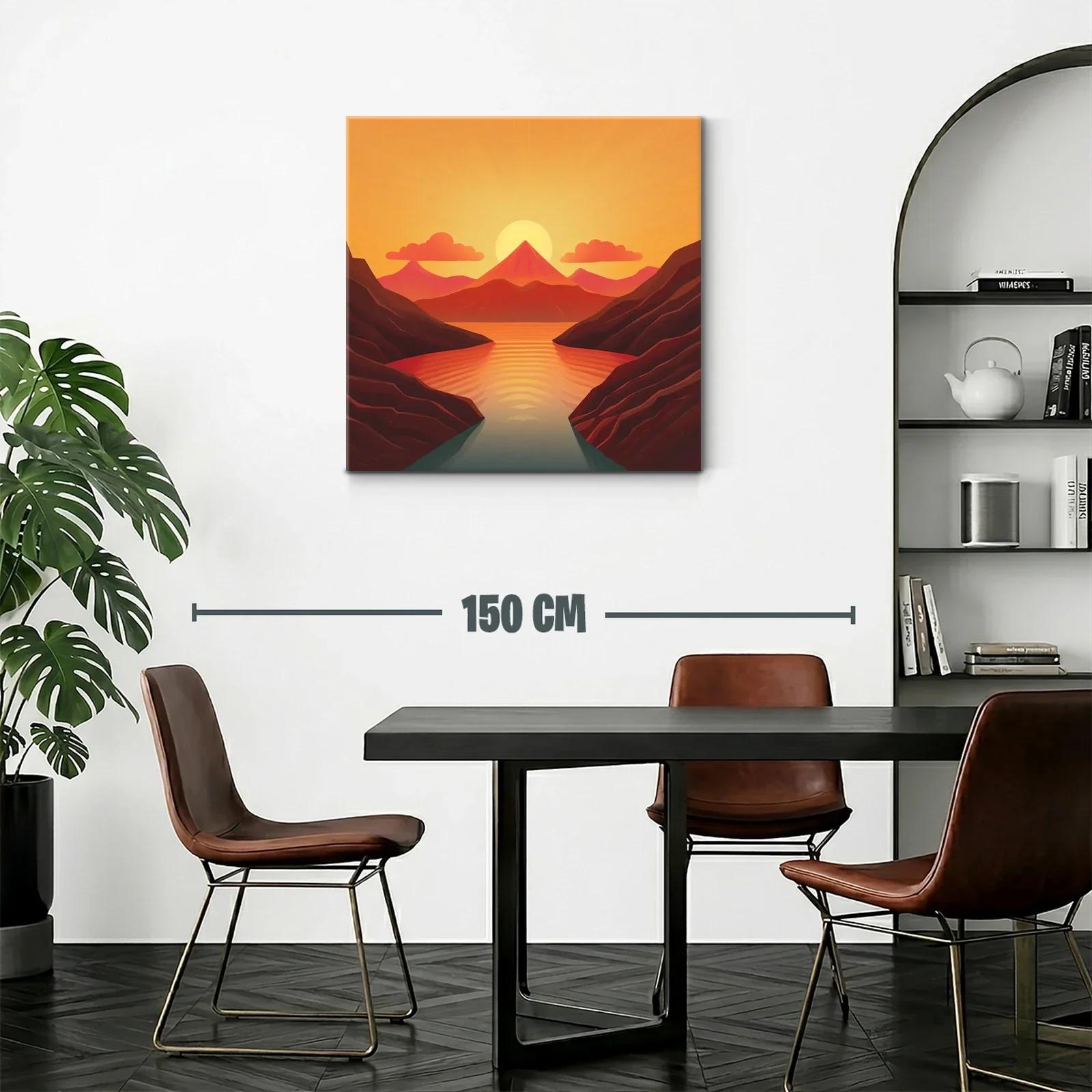Paisaje cálido con montaña y lago al atardecer — miniatura 2