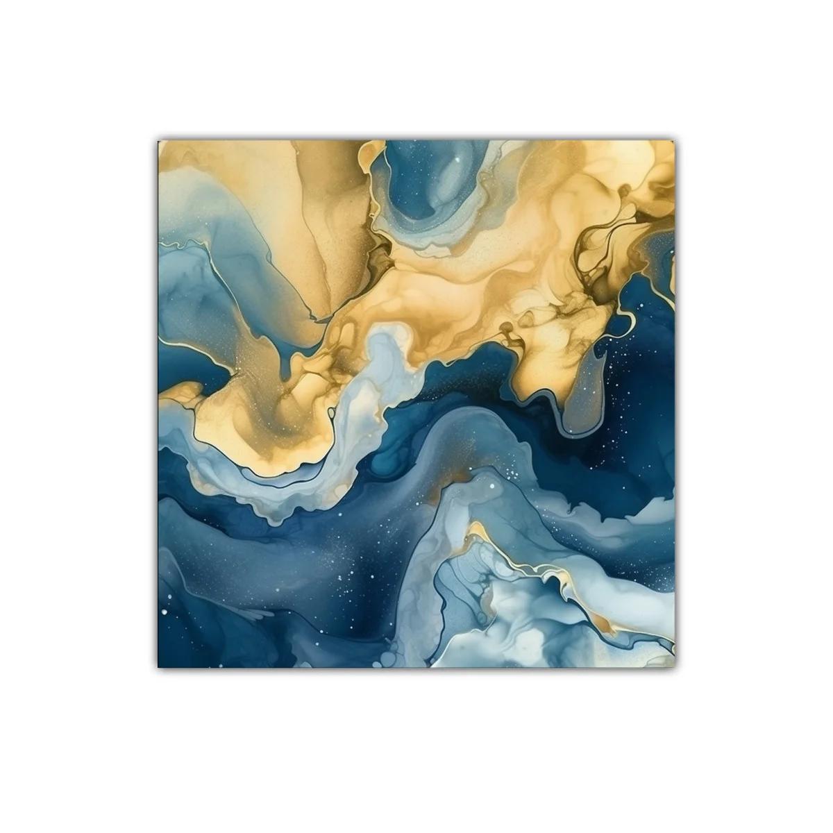 Composición abstracta en azul y dorado efecto fluido — imagen principal